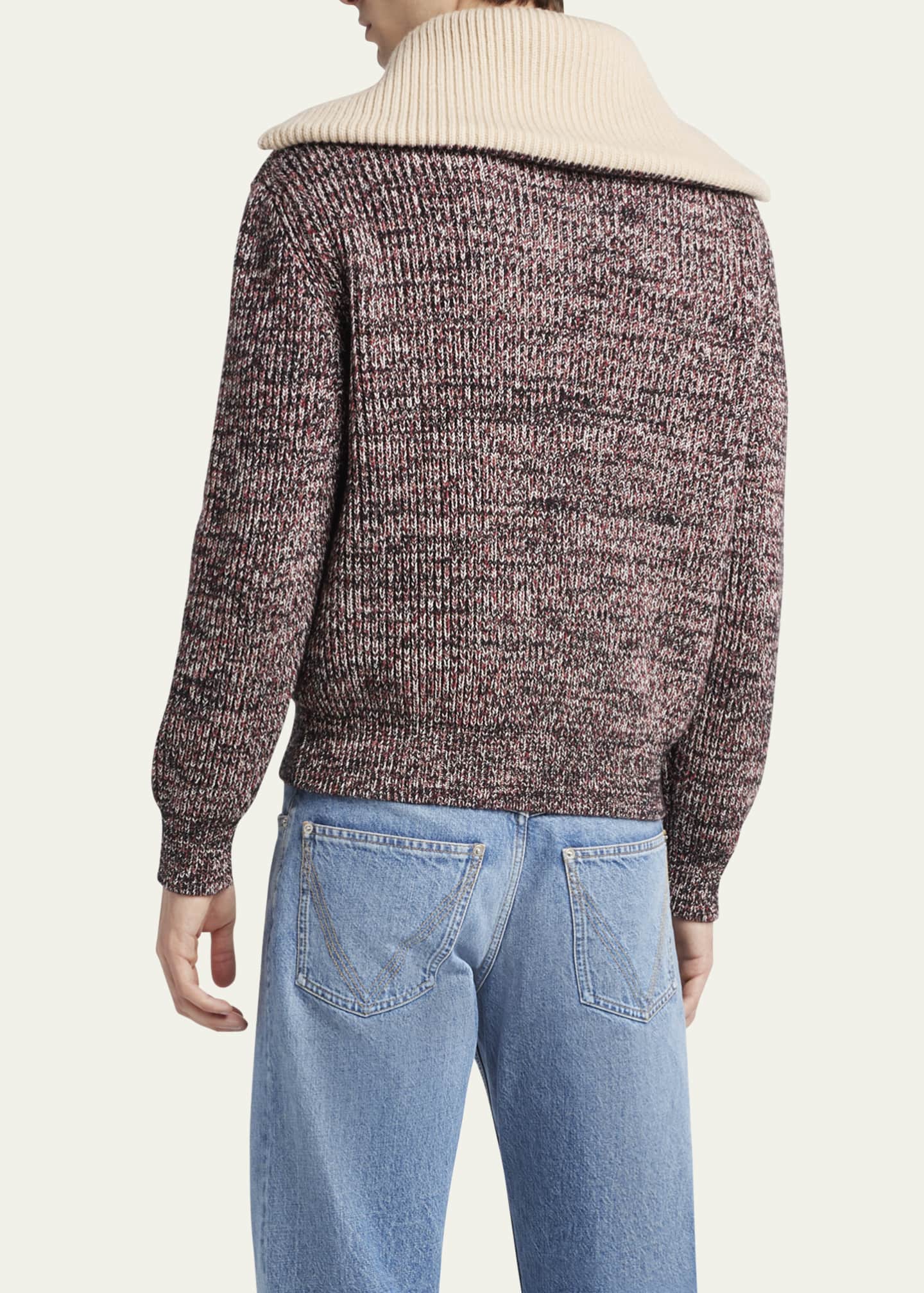 Bottega Veneta Men's Melange Sailor Collar Zip Sweater Image 3 of 5