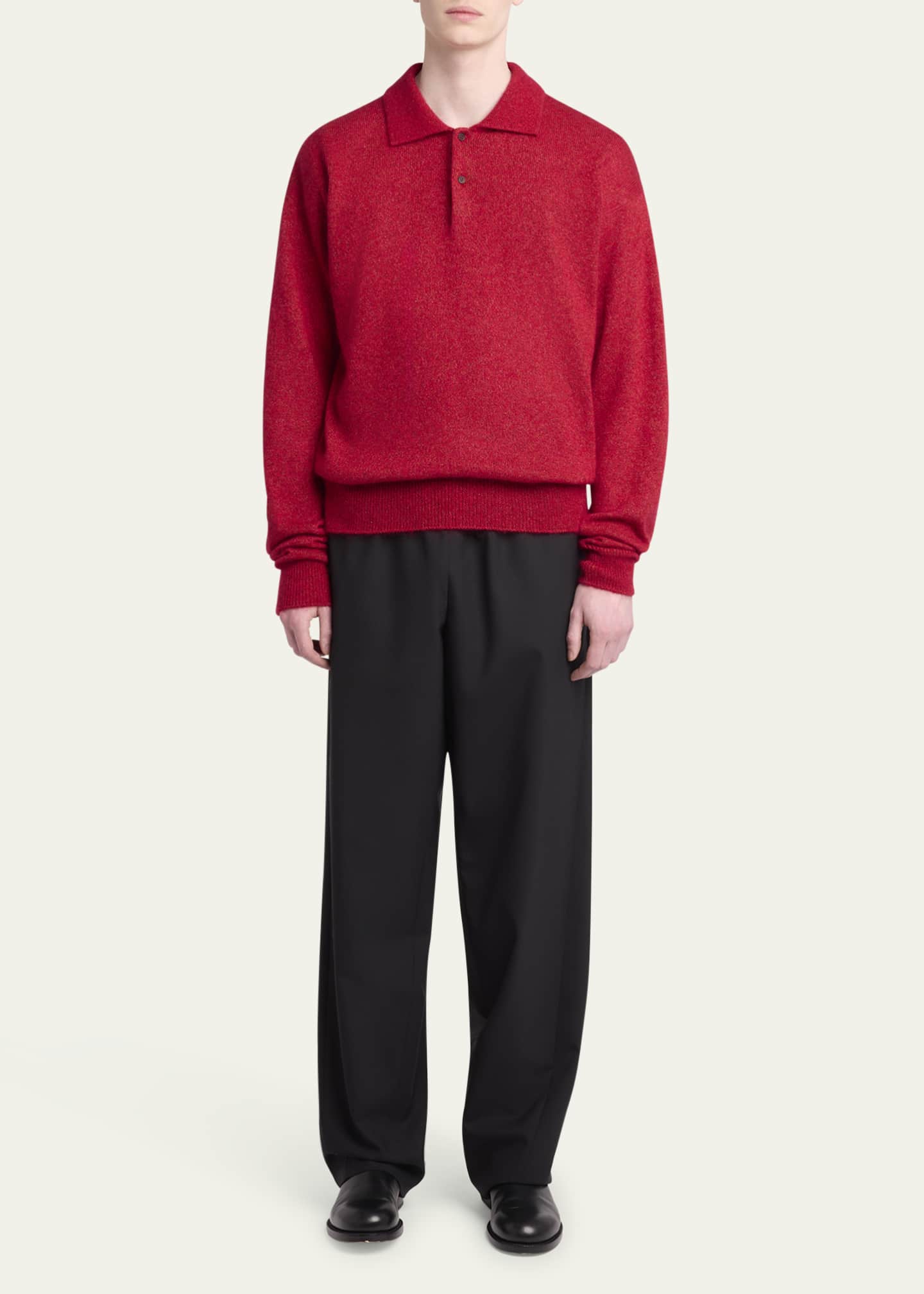 THE ROW Men's Gere Lofty Melange Polo Shirt Image 2 of 5
