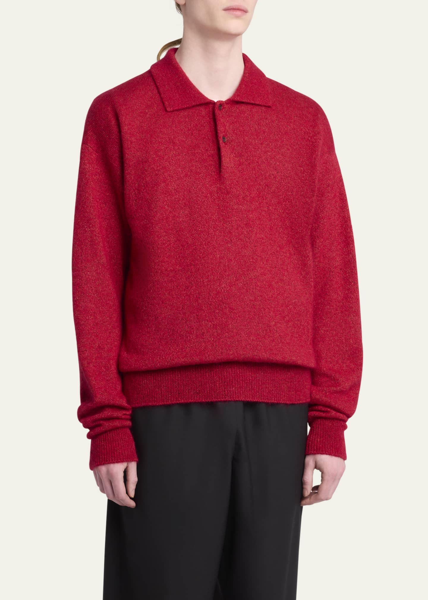 THE ROW Men's Gere Lofty Melange Polo Shirt Image 4 of 5