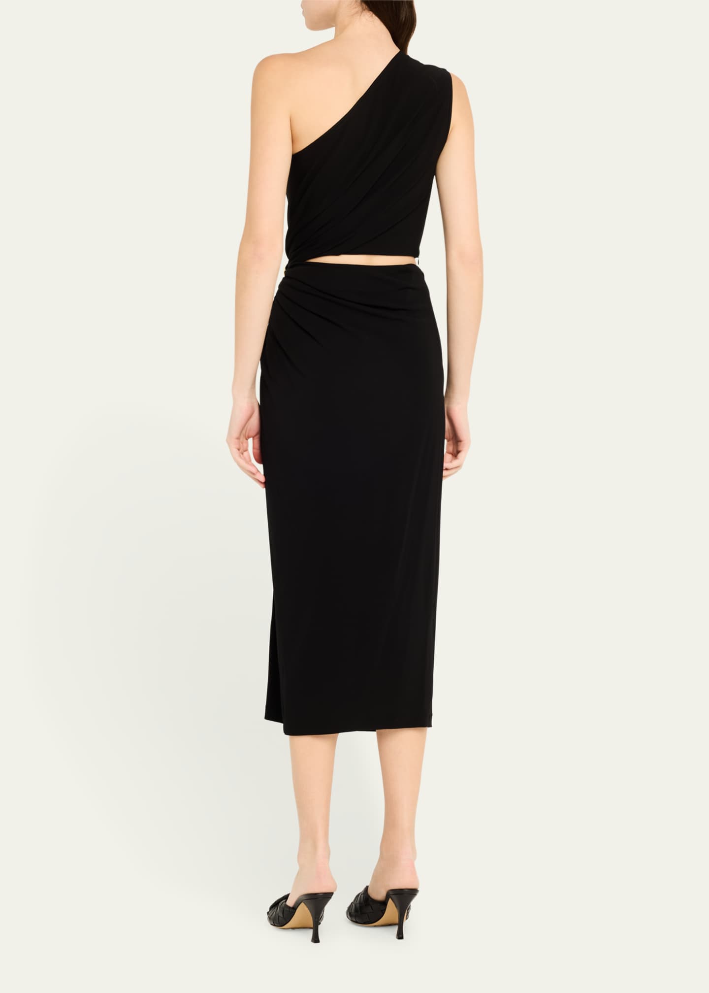 Bottega Veneta One-Shoulder Crepe Viscose Jersey Buckled Dress Image 3 of 5