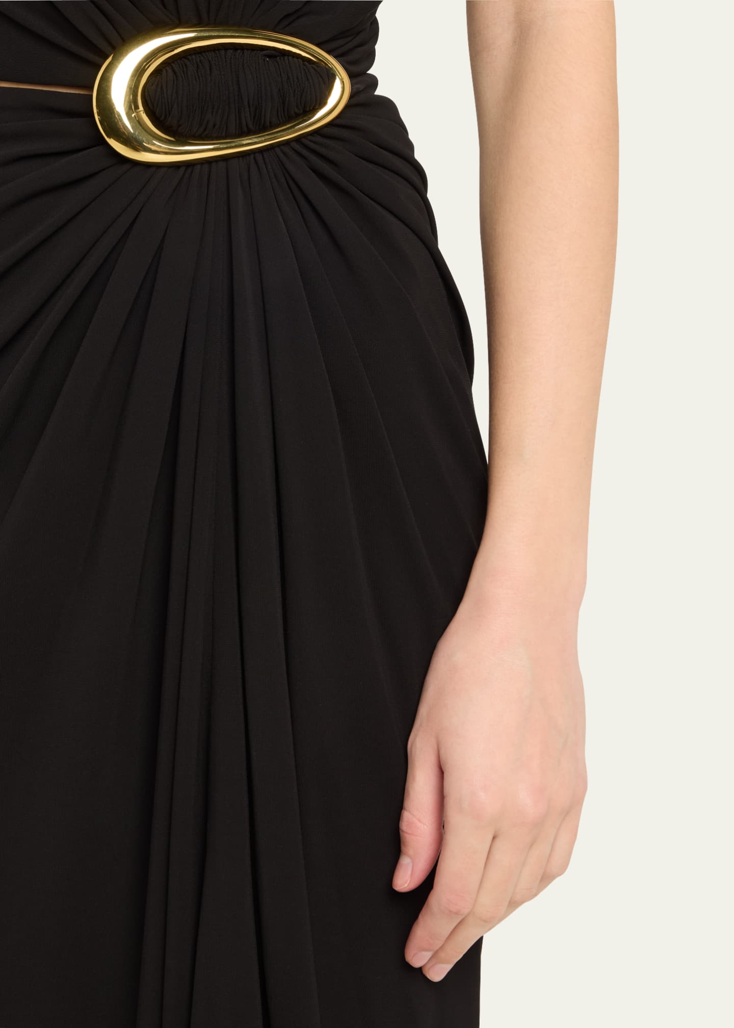 Bottega Veneta One-Shoulder Crepe Viscose Jersey Buckled Dress Image 5 of 5
