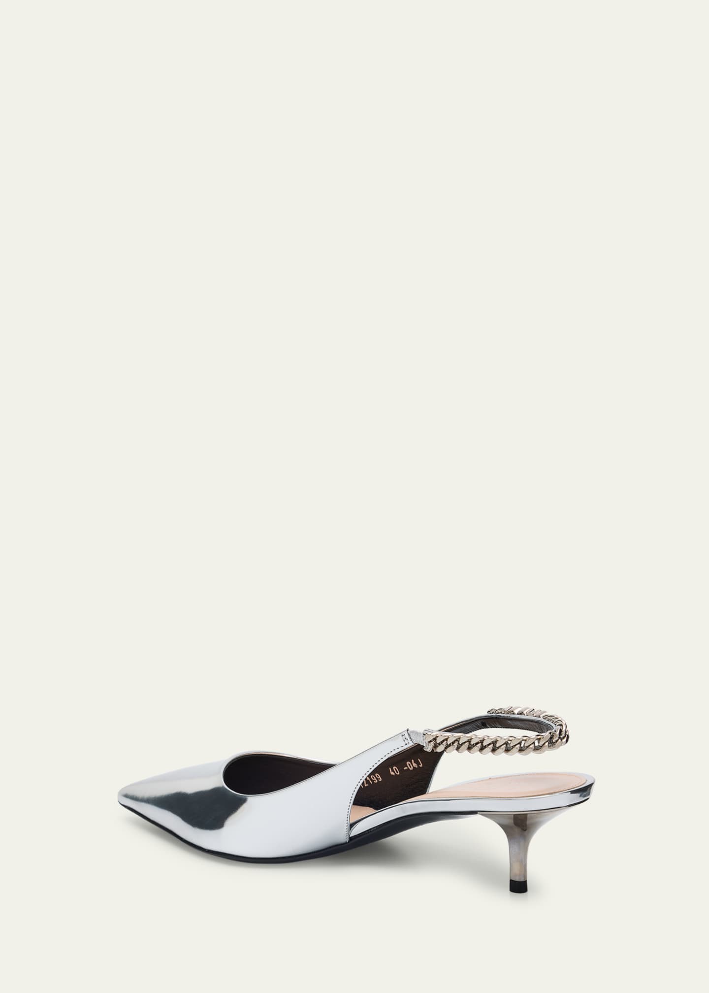 Gucci Signoria Metallic Leather Chain Slingback Pumps Image 4 of 6