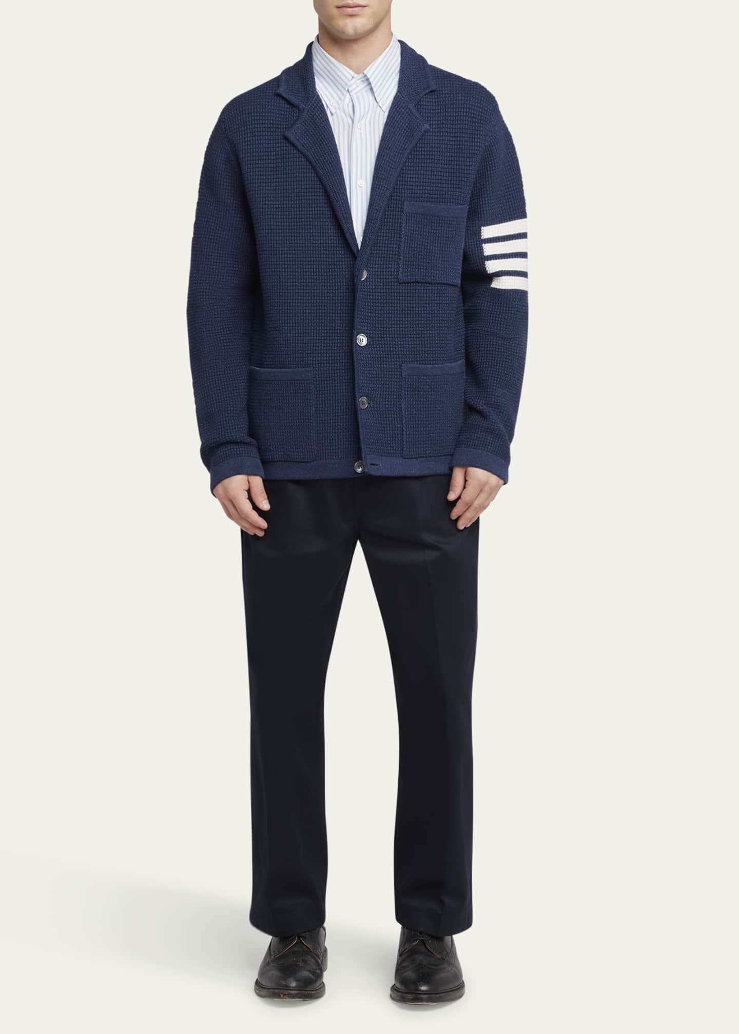 Thom Browne Men's 4-Bar Textured Stitch Cardigan Image 2 of 5