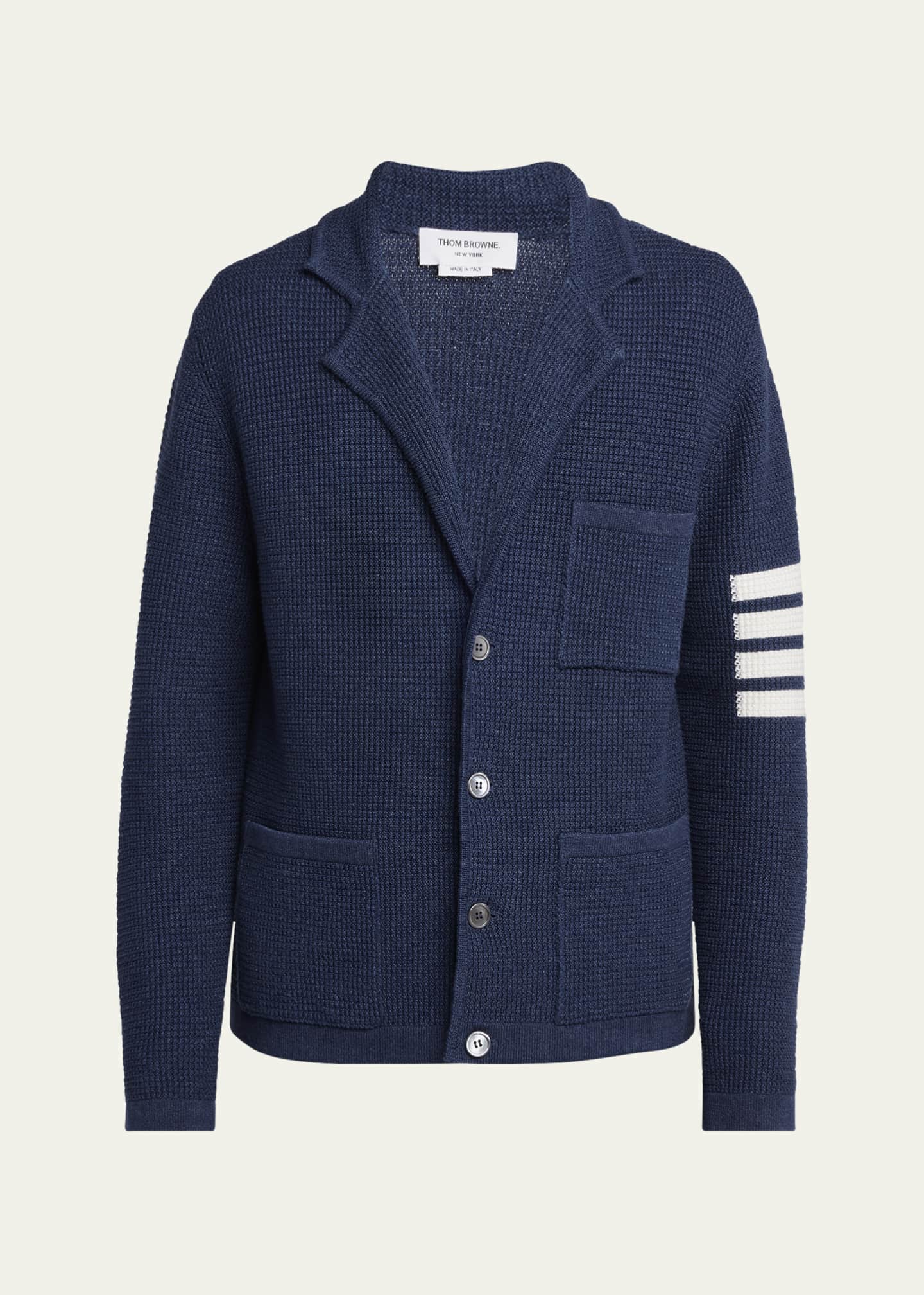 Thom Browne Men's 4-Bar Textured Stitch Cardigan Image 1 of 5
