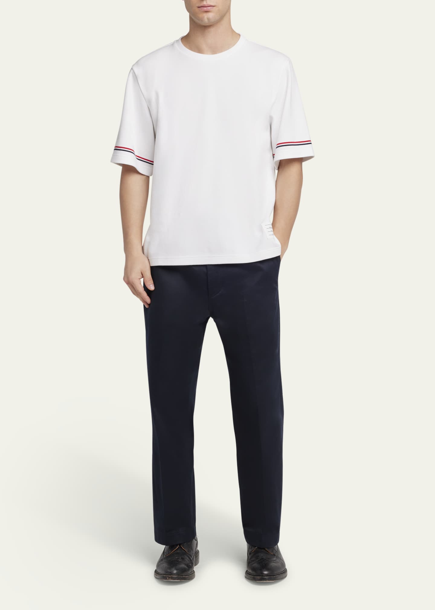 Thom Browne Men's Striped-Trim Boxy T-Shirt - Bergdorf Goodman