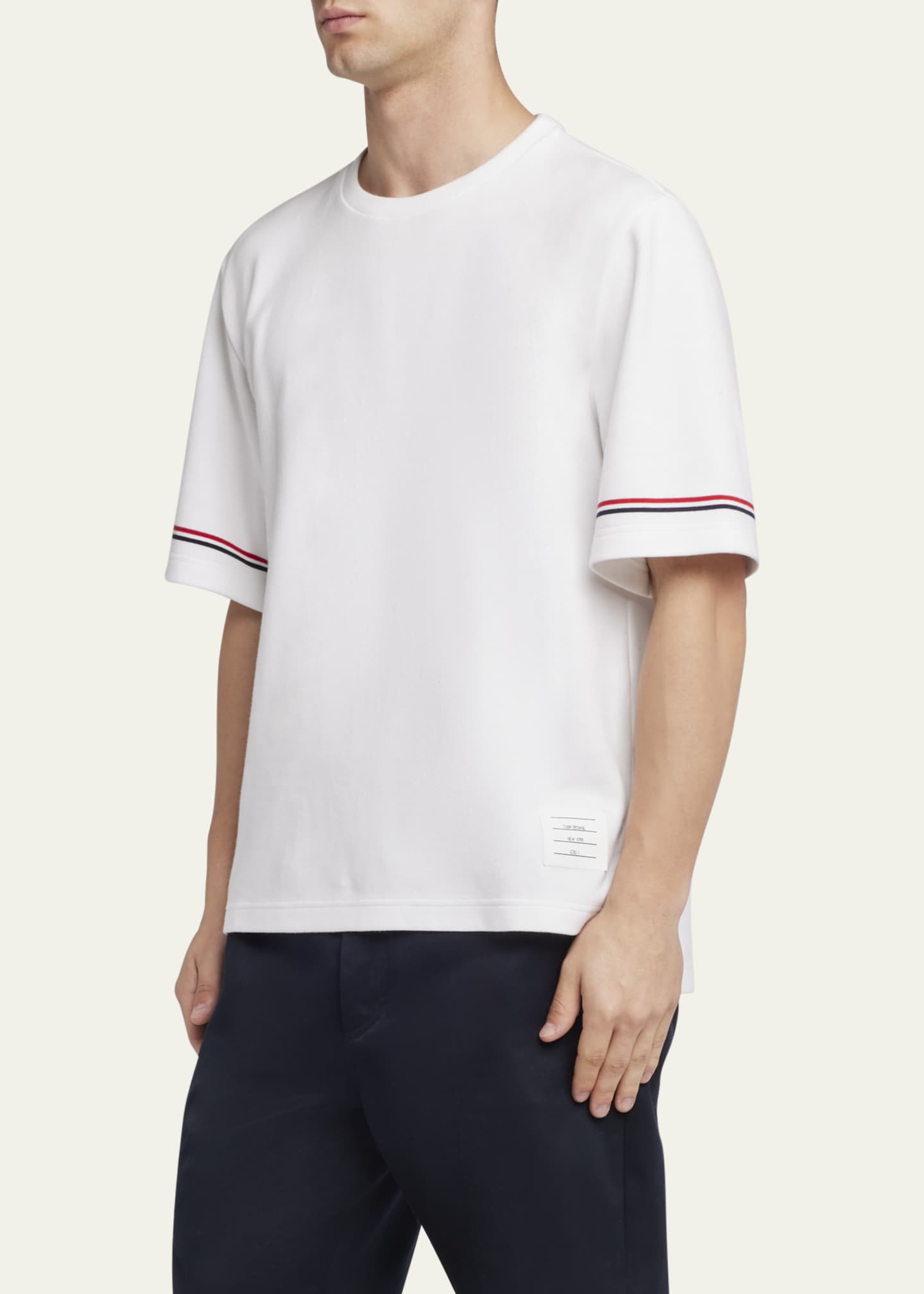 【関税&送料込】Thom Browne Striped T-Shirt Striped oversized cotton T-shirt in multicoloured - Thom
