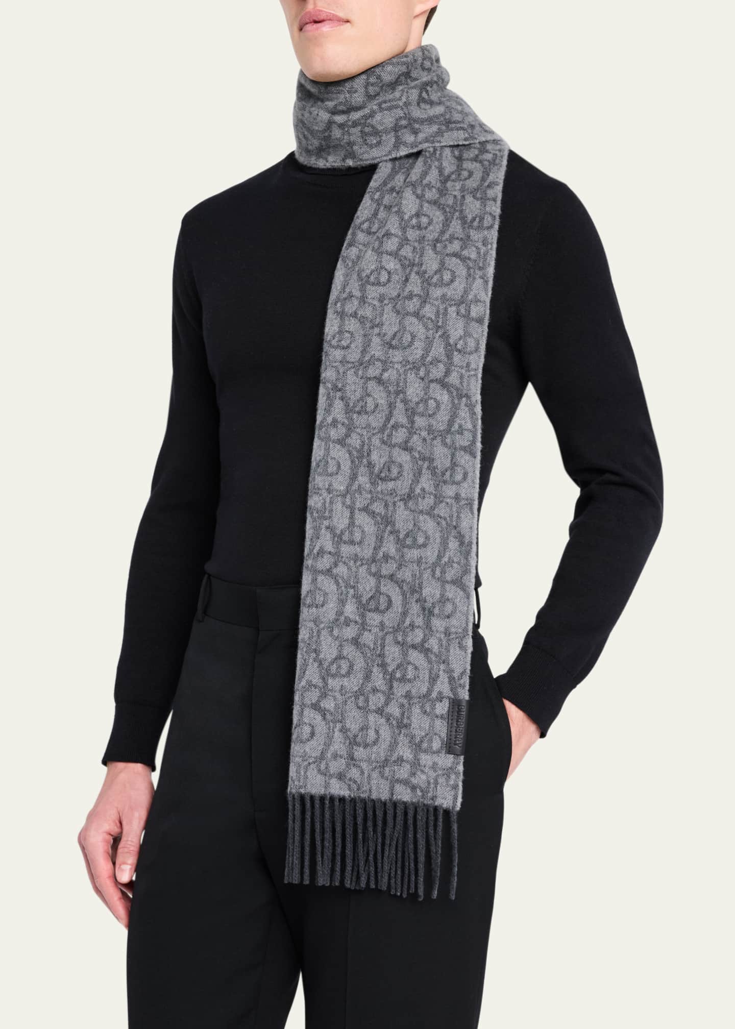 Burberry Men's B Charm Cashmere Scarf Image 3 of 4