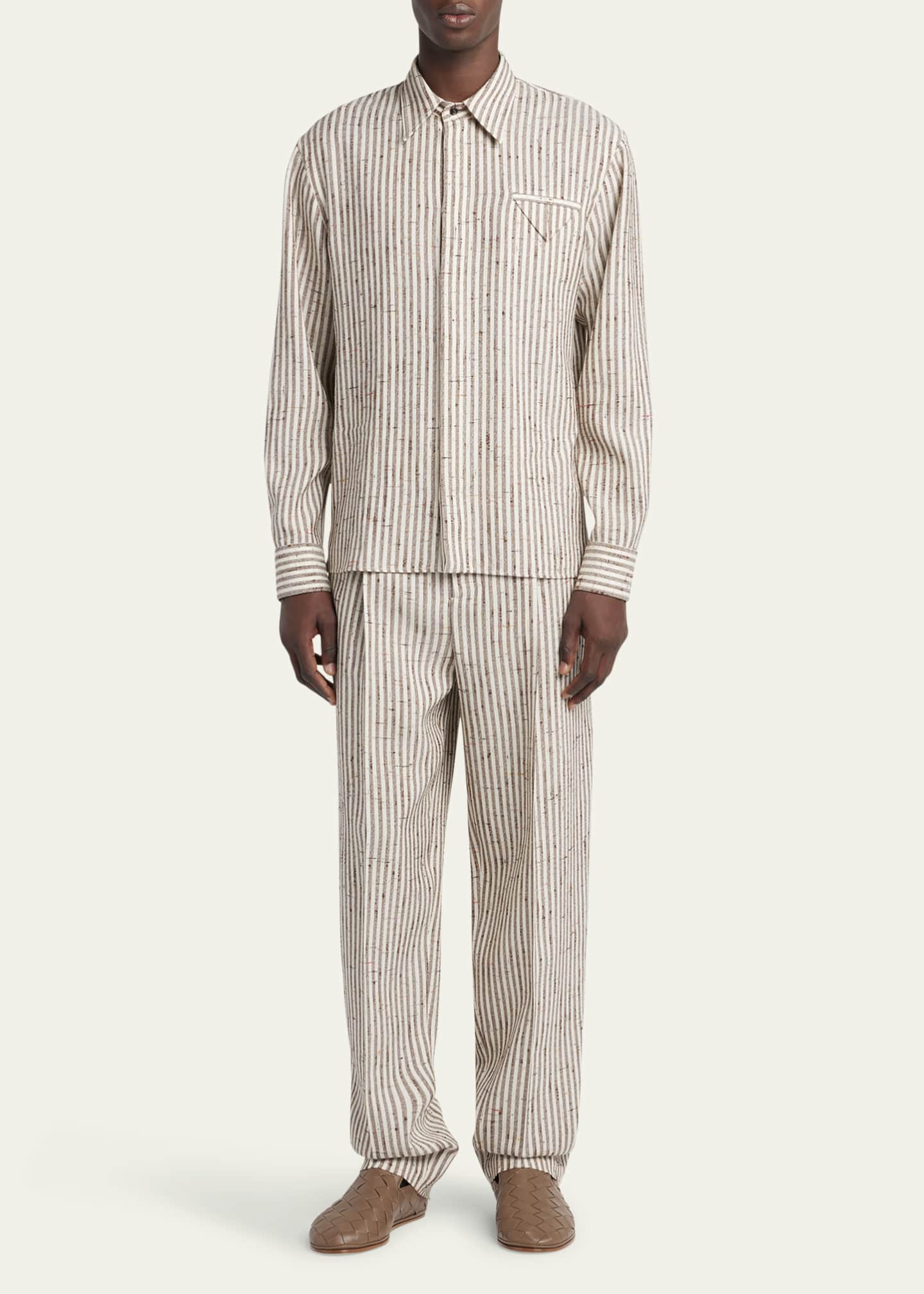 Bottega Veneta Men's Knotted Stripe Button-Down Shirt Image 2 of 5