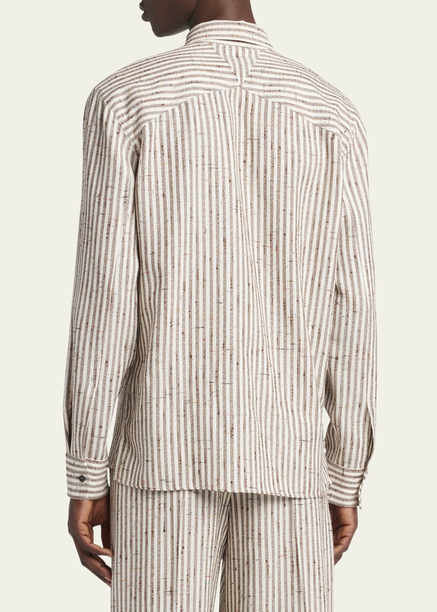Bottega Veneta Men's Knotted Stripe Button-Down Shirt Image 3 of 5
