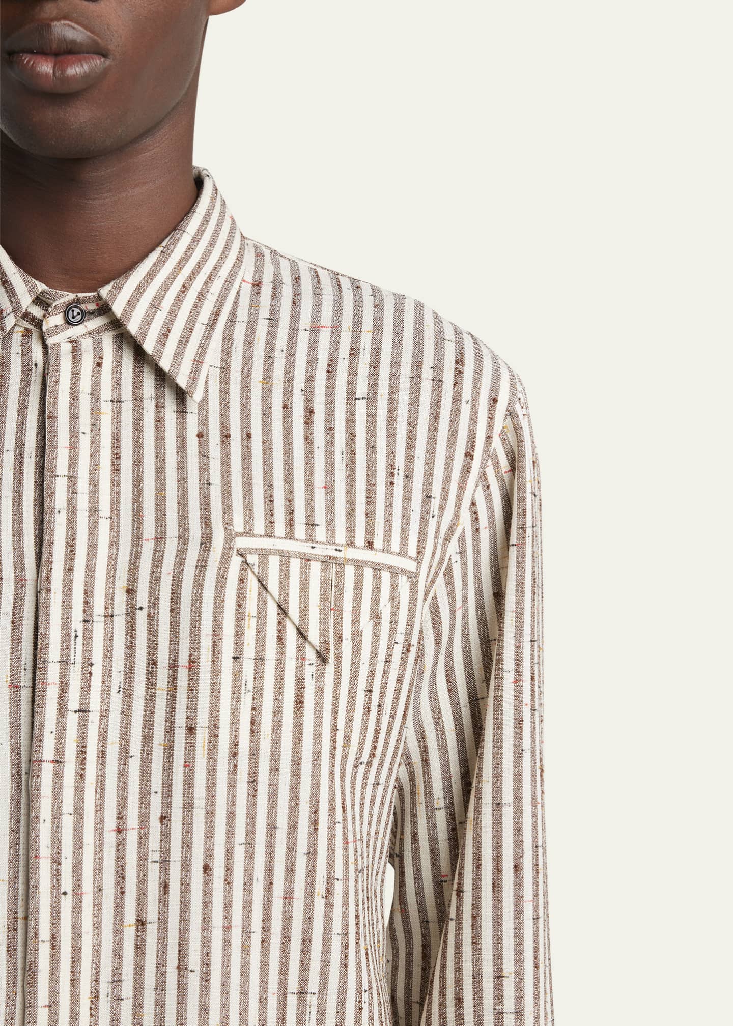 Bottega Veneta Men's Knotted Stripe Button-Down Shirt Image 5 of 5