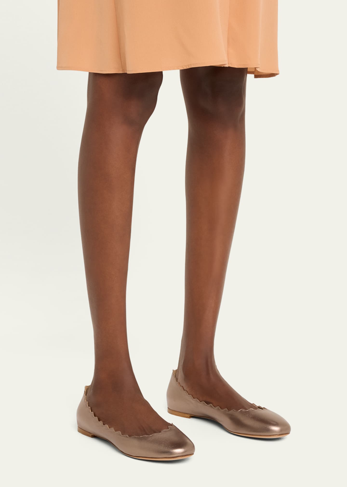 Chloe Lauren Scalloped Metallic Leather Ballerina Flats Image 2 of 3