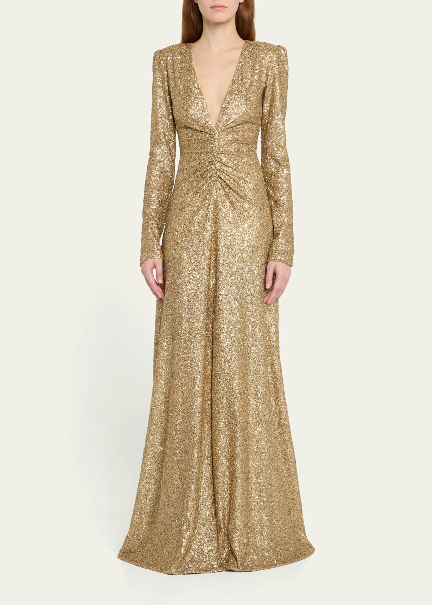 Atelier Prabal Gurung Louise Sequined Long Sleeve Gown Image 2 of 5