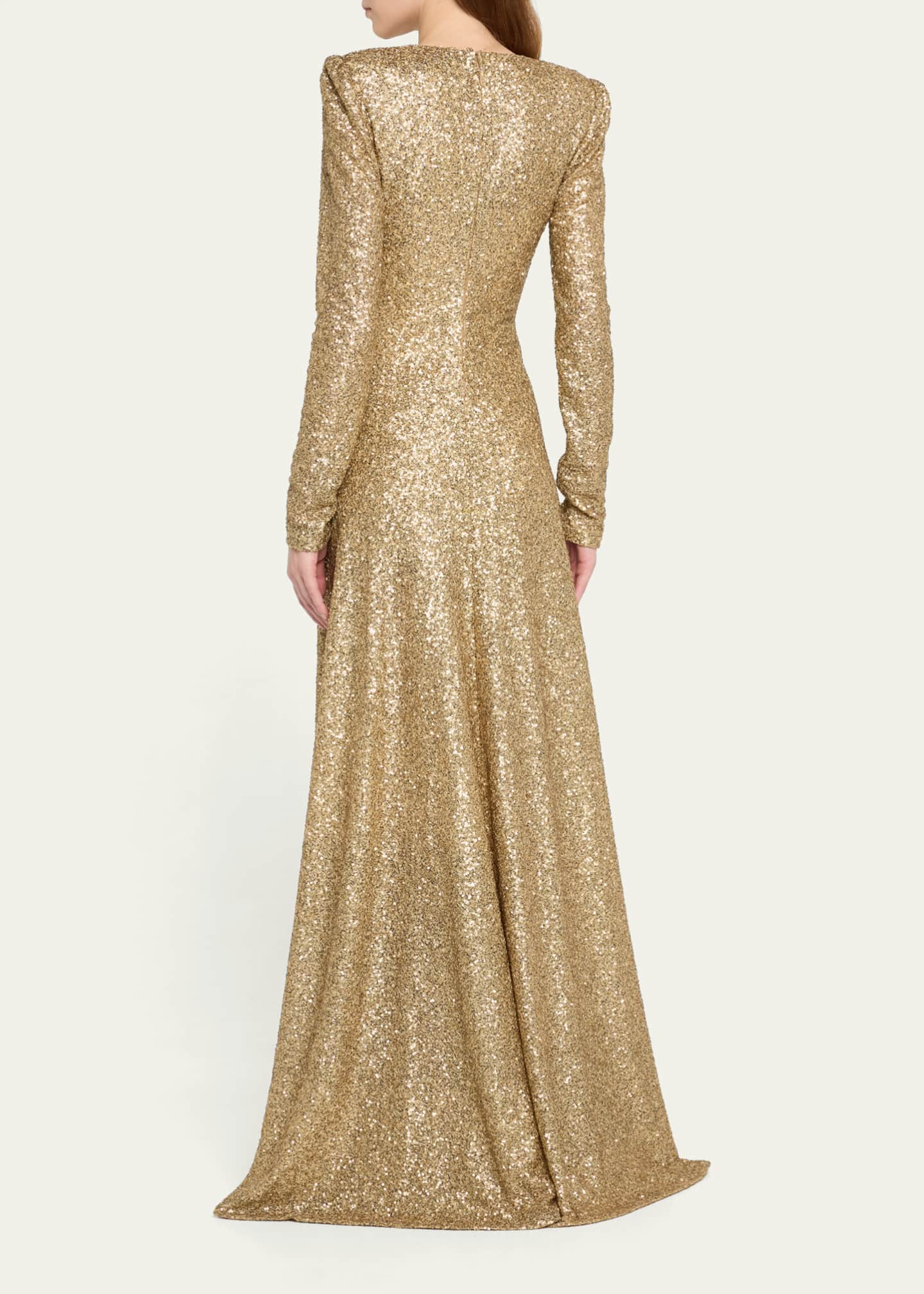 Atelier Prabal Gurung Louise Sequined Long Sleeve Gown Image 3 of 5