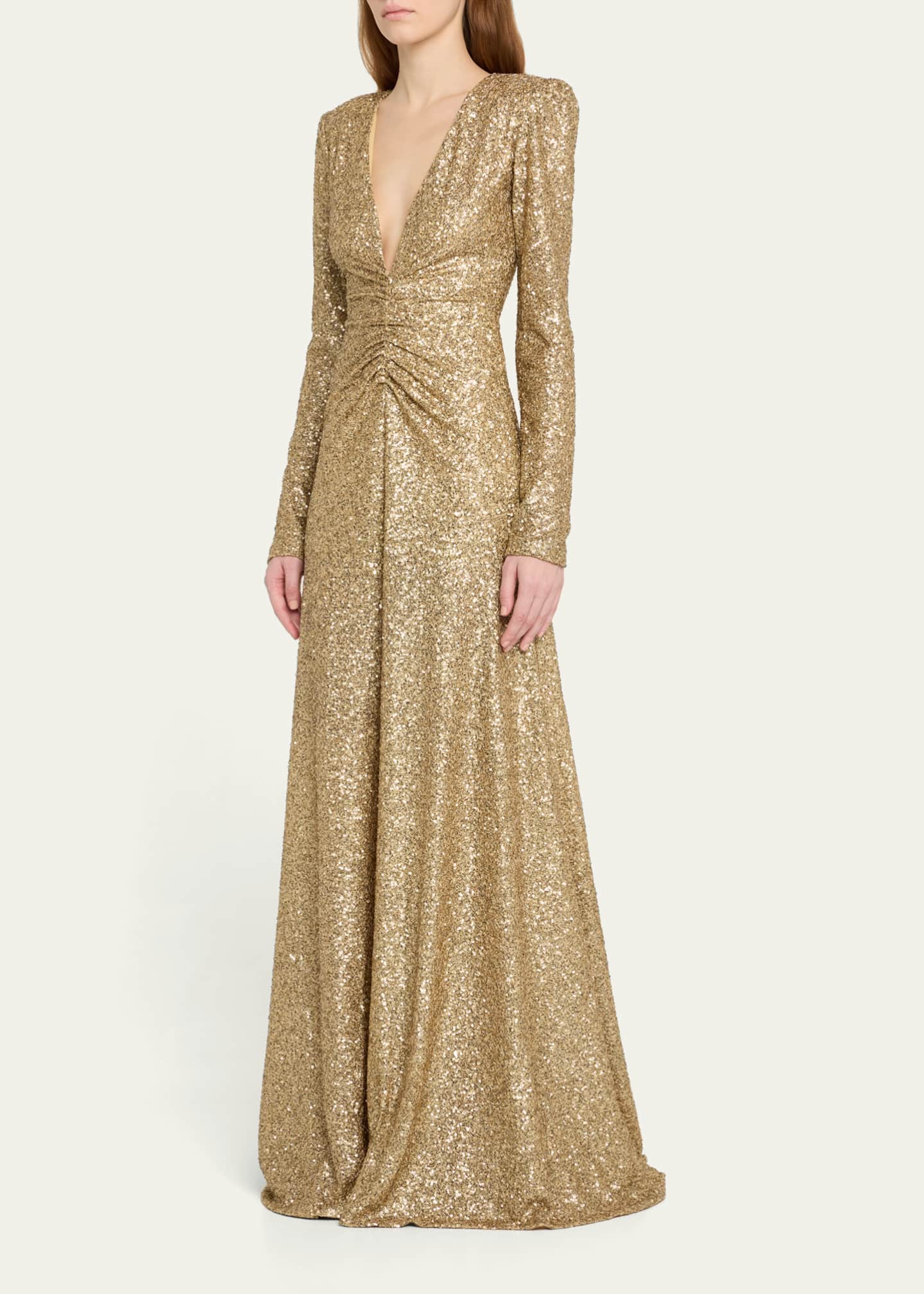 Atelier Prabal Gurung Louise Sequined Long Sleeve Gown Image 4 of 5