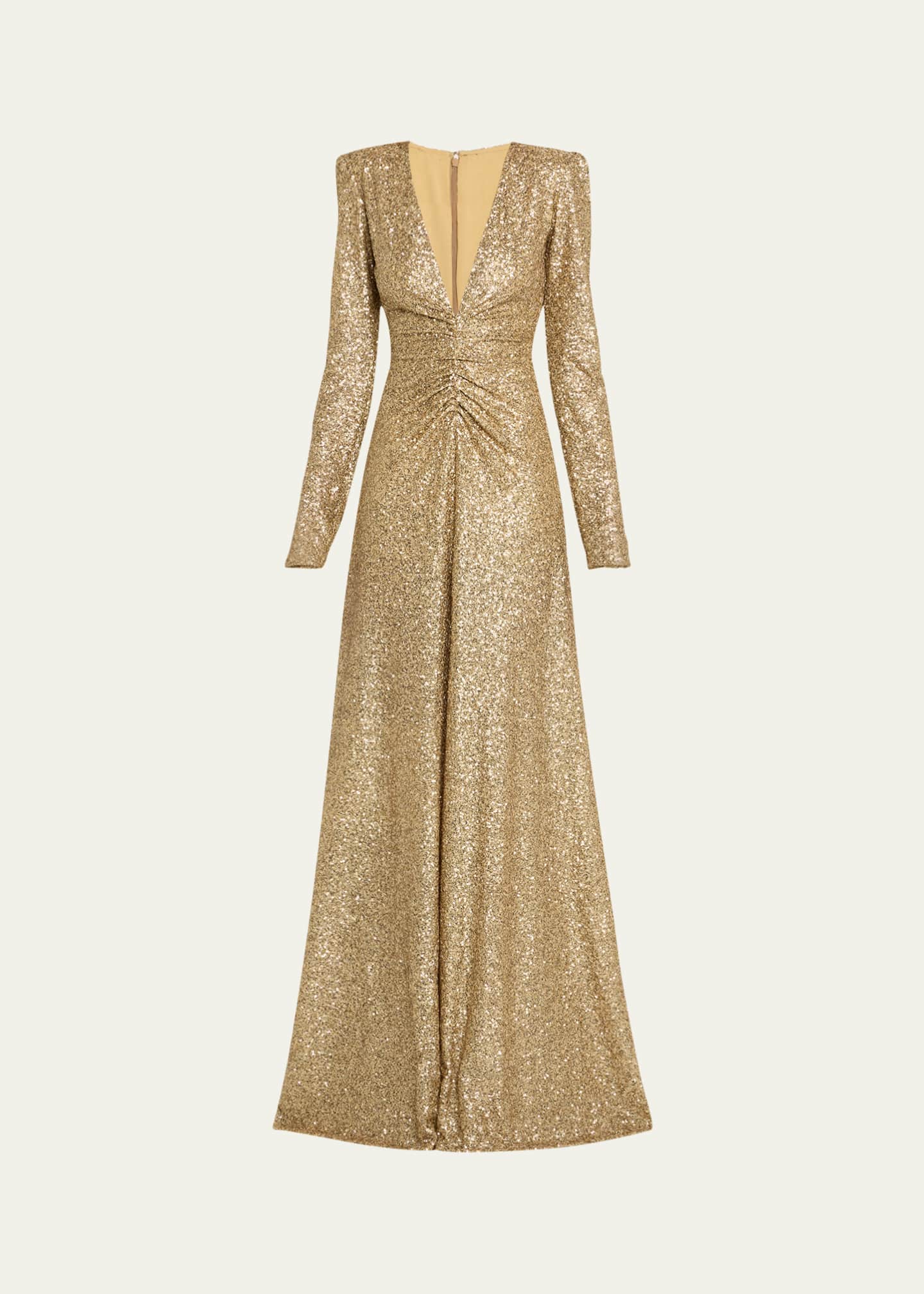 Atelier Prabal Gurung Louise Sequined Long Sleeve Gown Image 1 of 5