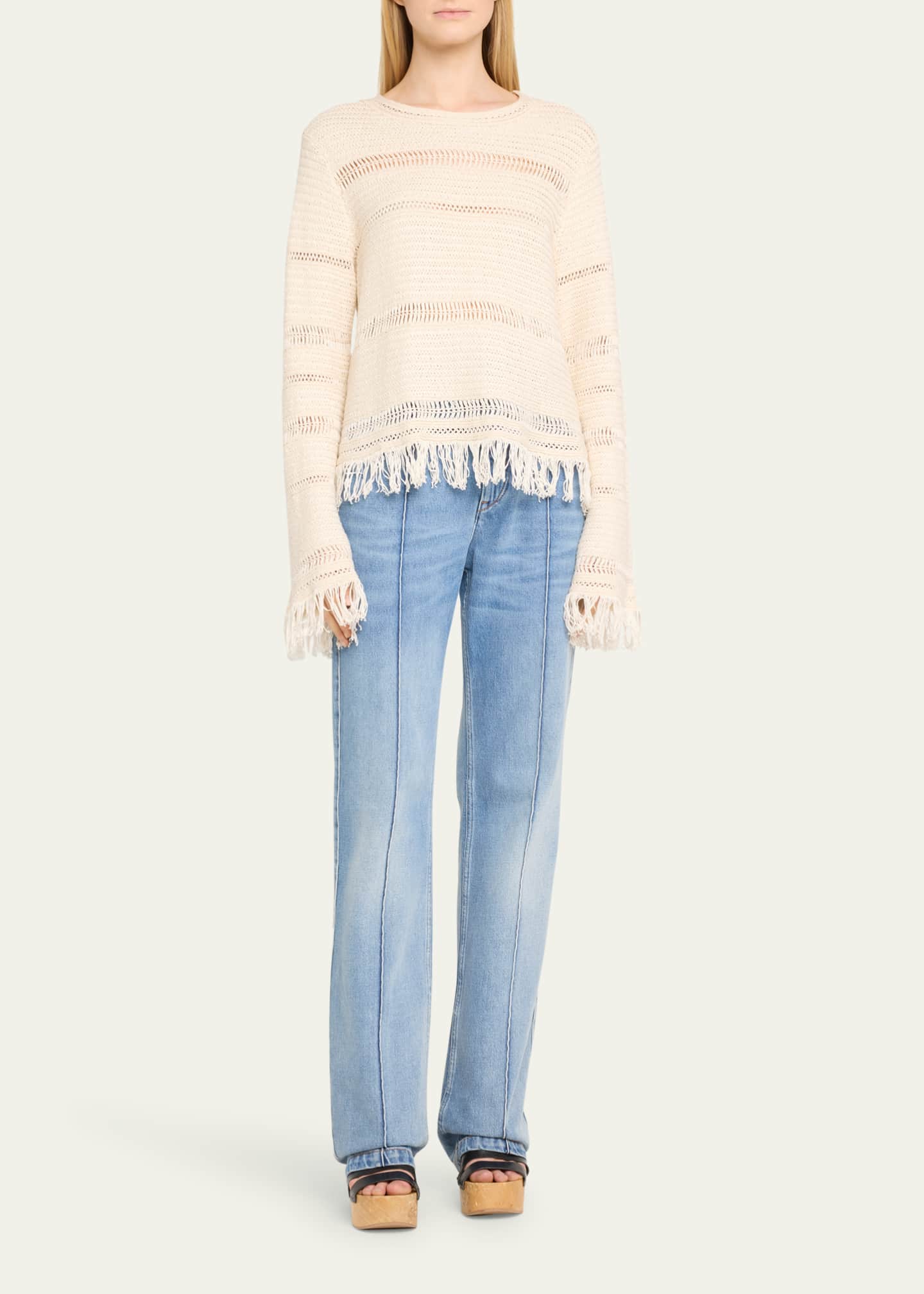 Etoile Isabel Marant Azilis Crewneck Fringe Sweater Image 2 of 5