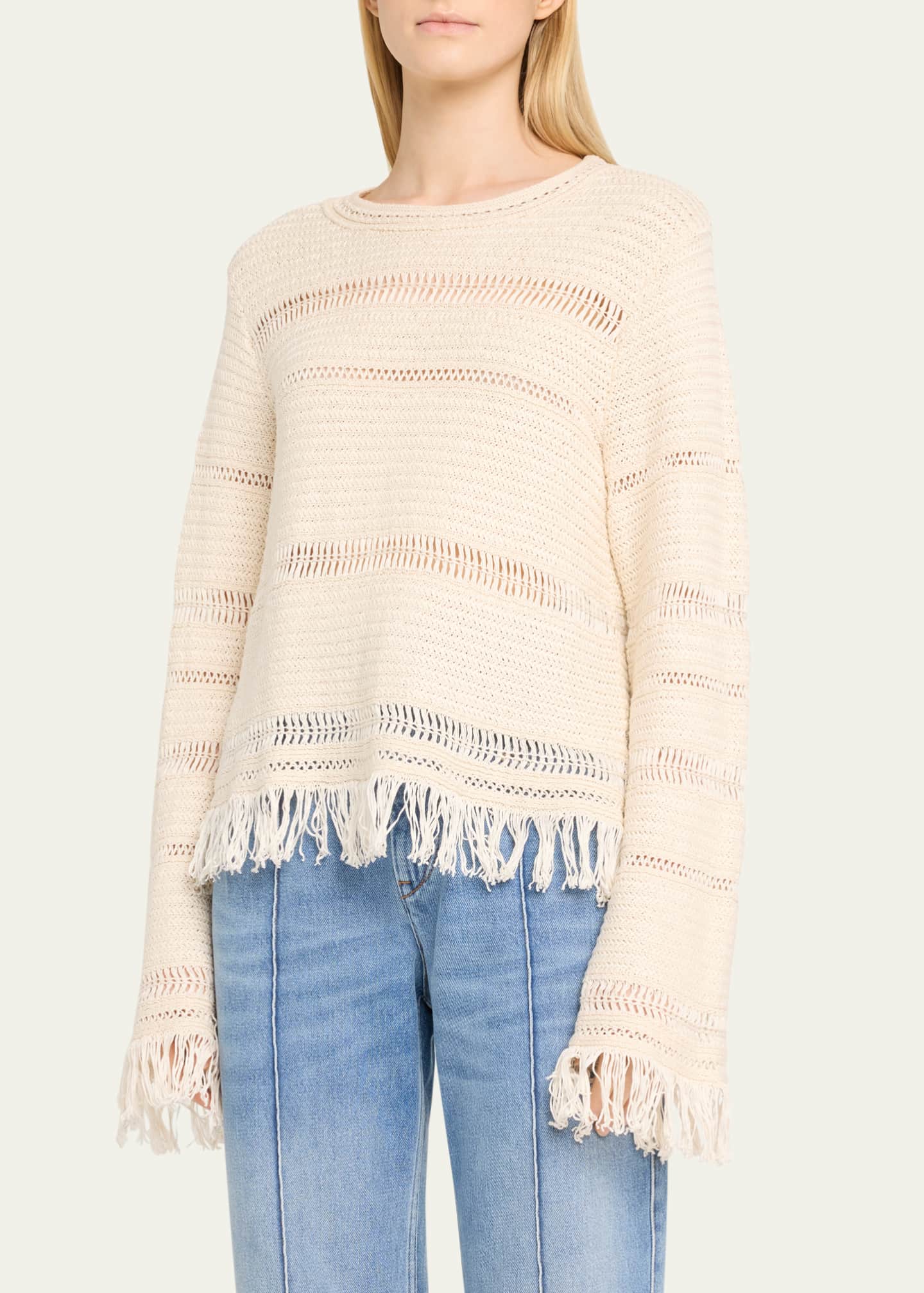 Etoile Isabel Marant Azilis Crewneck Fringe Sweater Image 4 of 5