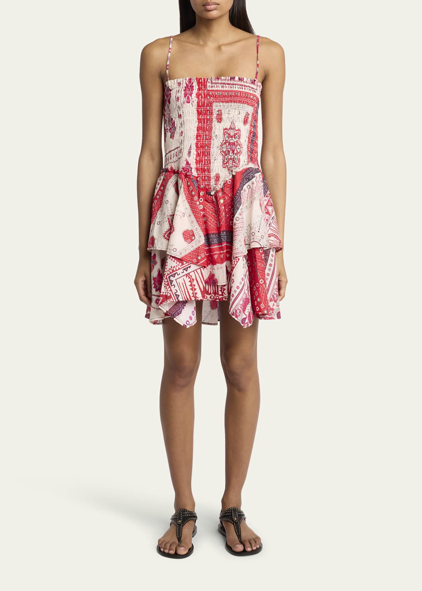 Etoile Isabel Marant Anka Bandana Smocked Mini Dress Image 2 of 5
