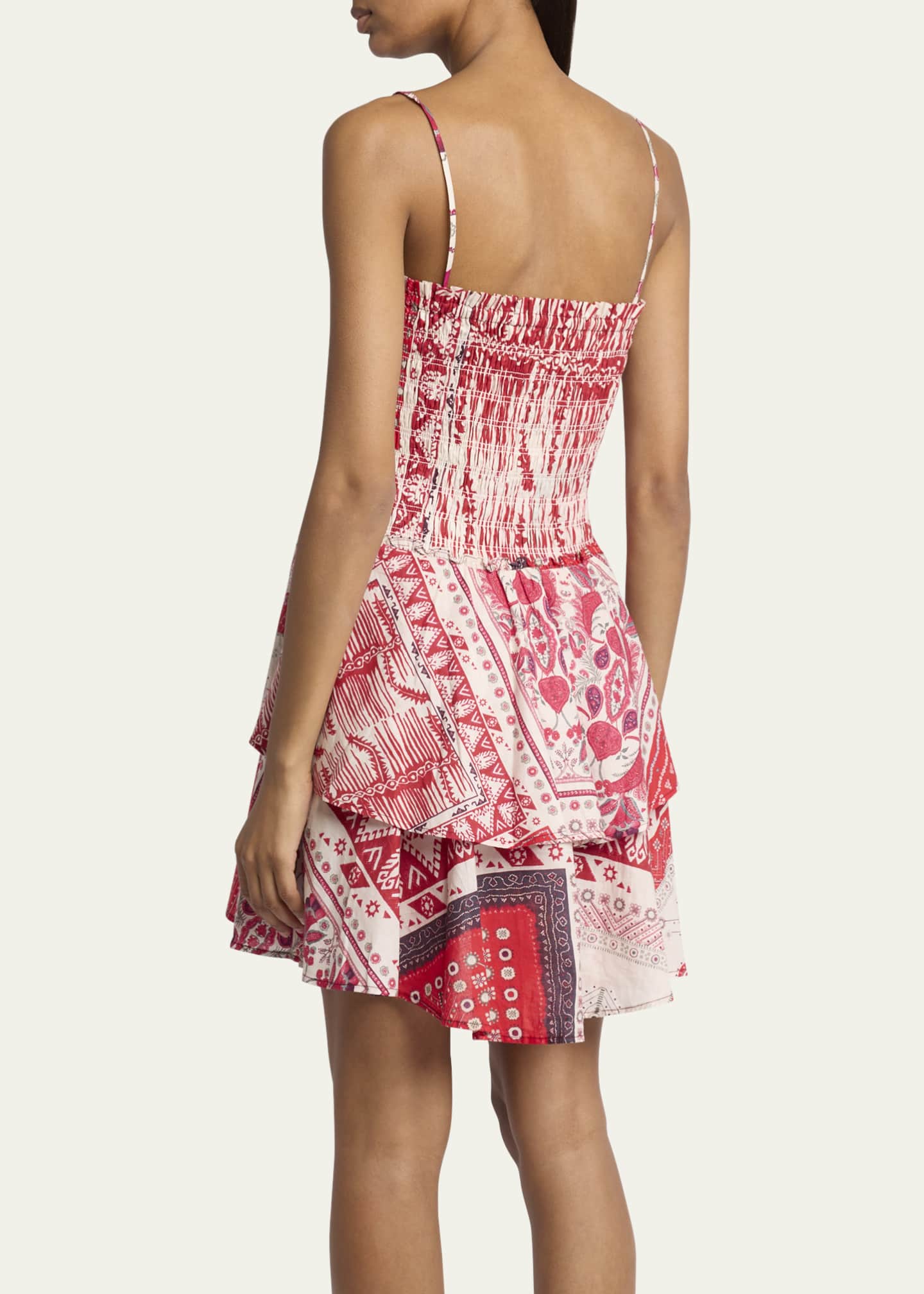 Etoile Isabel Marant Anka Bandana Smocked Mini Dress Image 3 of 5