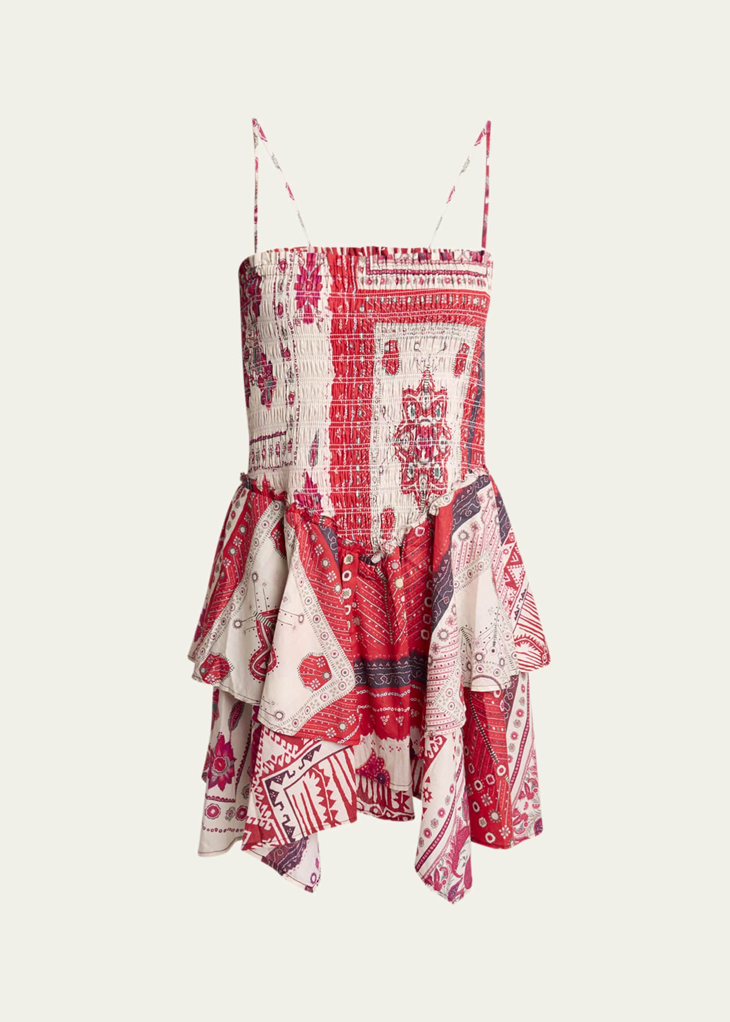 Etoile Isabel Marant Anka Bandana Smocked Mini Dress Image 1 of 5