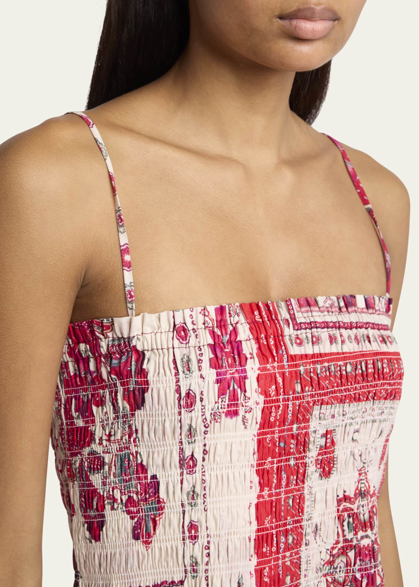 Etoile Isabel Marant Anka Bandana Smocked Mini Dress Image 5 of 5