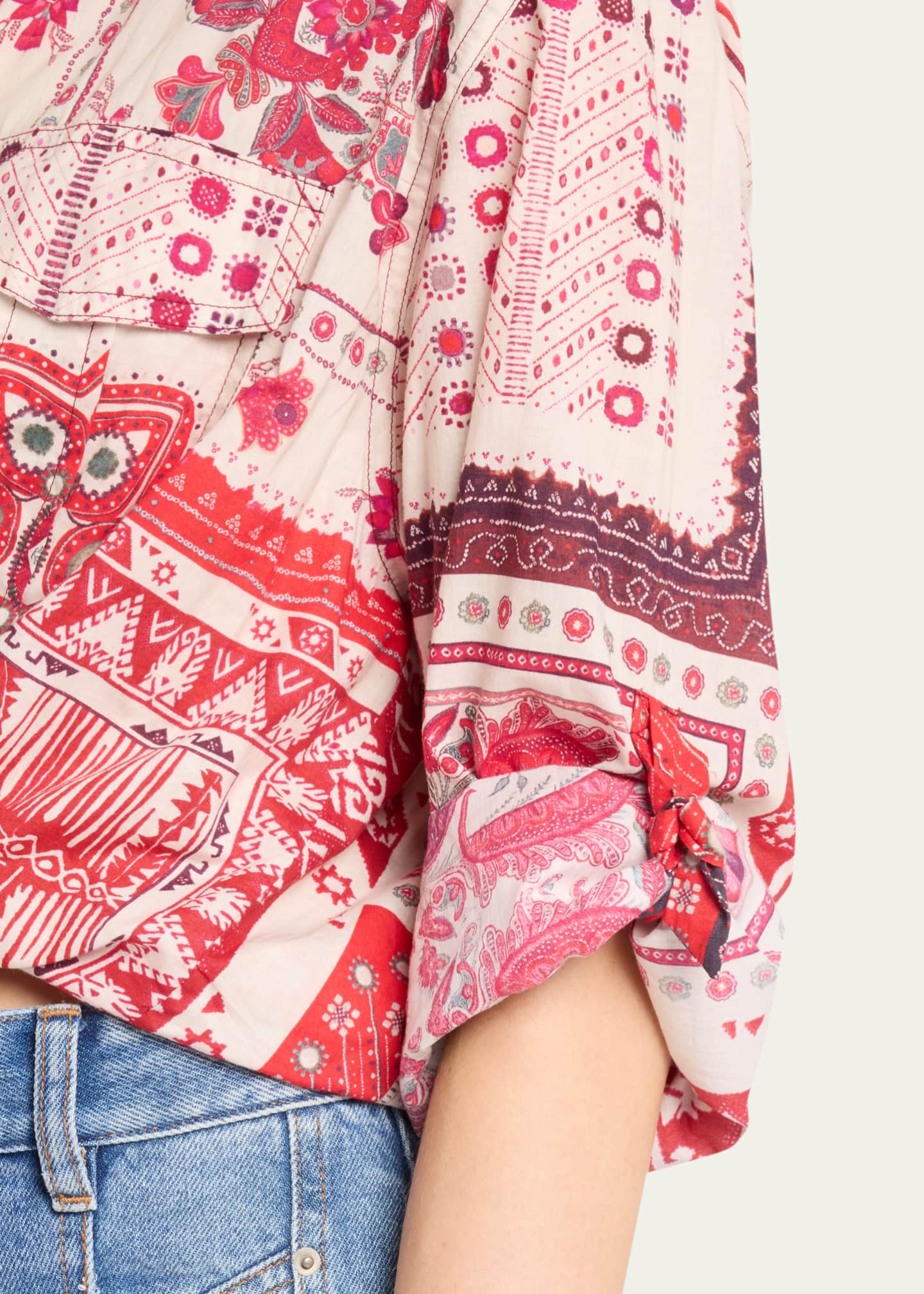 Etoile Isabel Marant Nathy Long-Sleeve Bandana Tie Top Image 5 of 5