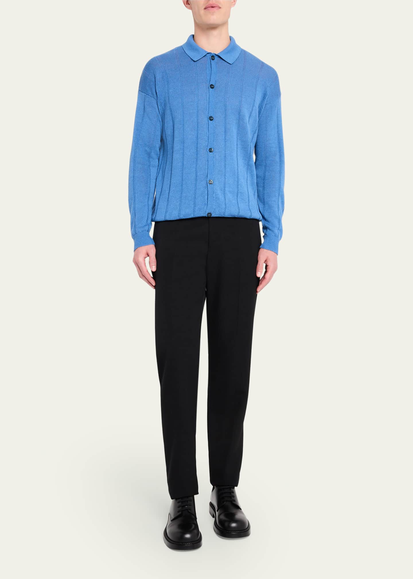 Bergdorf Goodman Men's Cashmere Tonal Stripe Cardigan Image 2 of 5