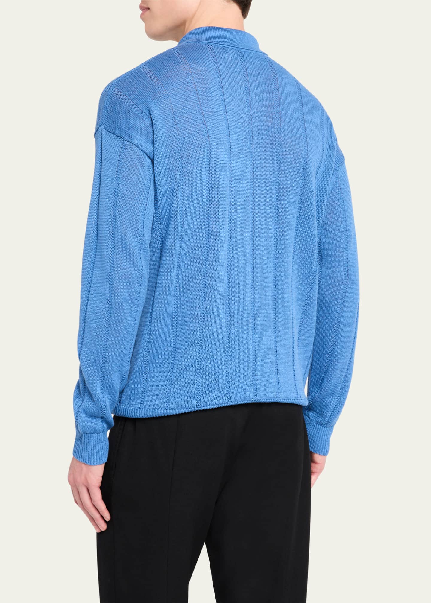 Bergdorf Goodman Men's Cashmere Tonal Stripe Cardigan Image 3 of 5