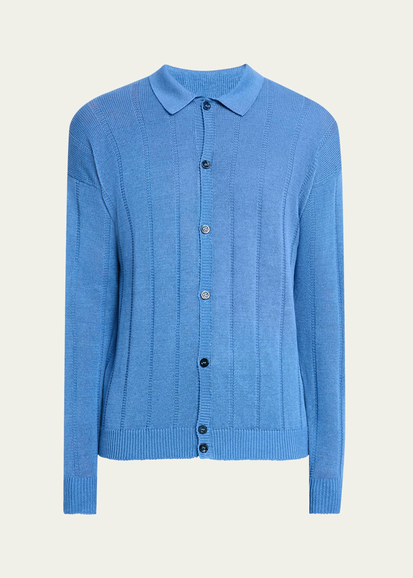Bergdorf Goodman Men's Cashmere Tonal Stripe Cardigan Image 1 of 5