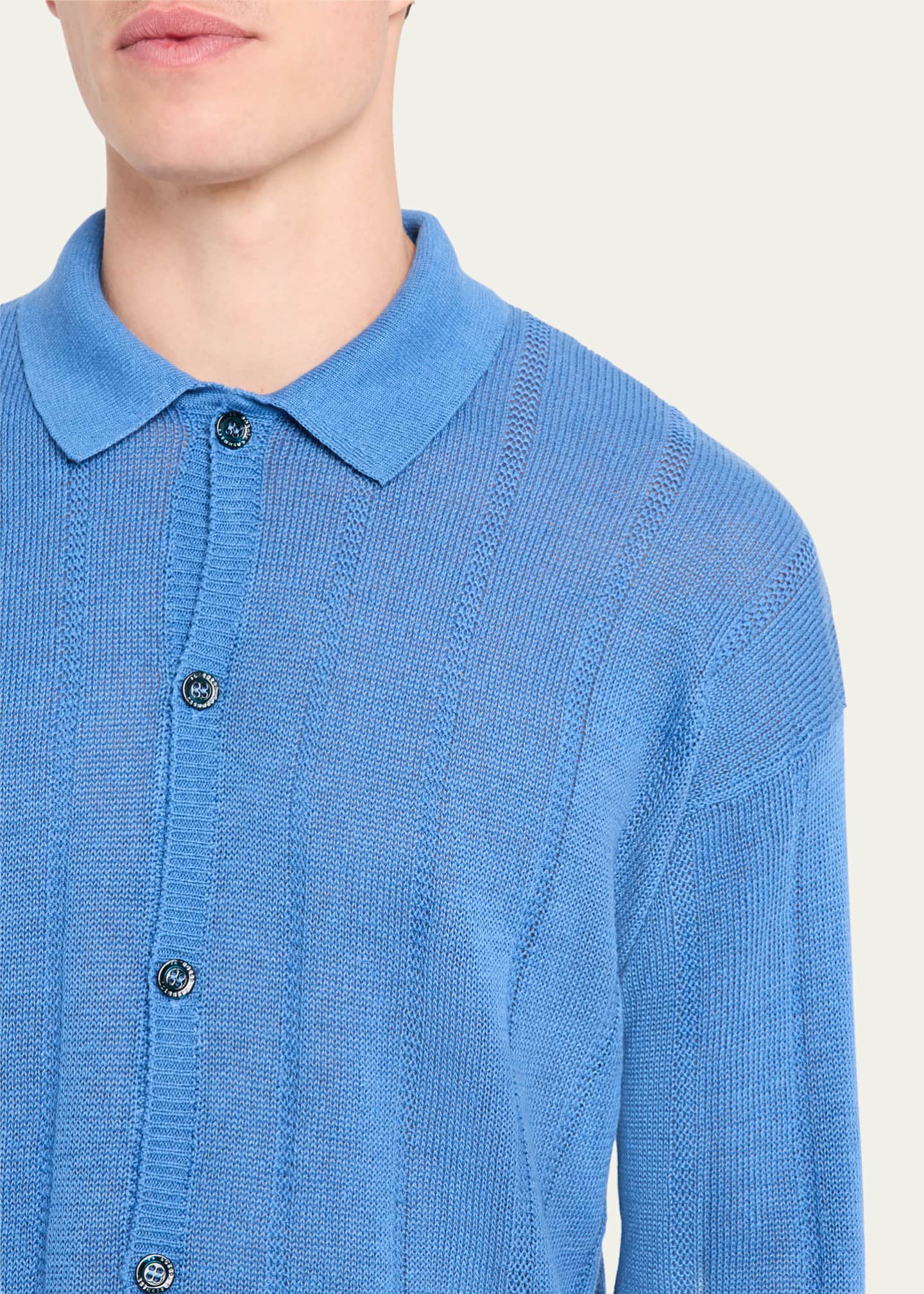 Bergdorf Goodman Men's Cashmere Tonal Stripe Cardigan Image 5 of 5