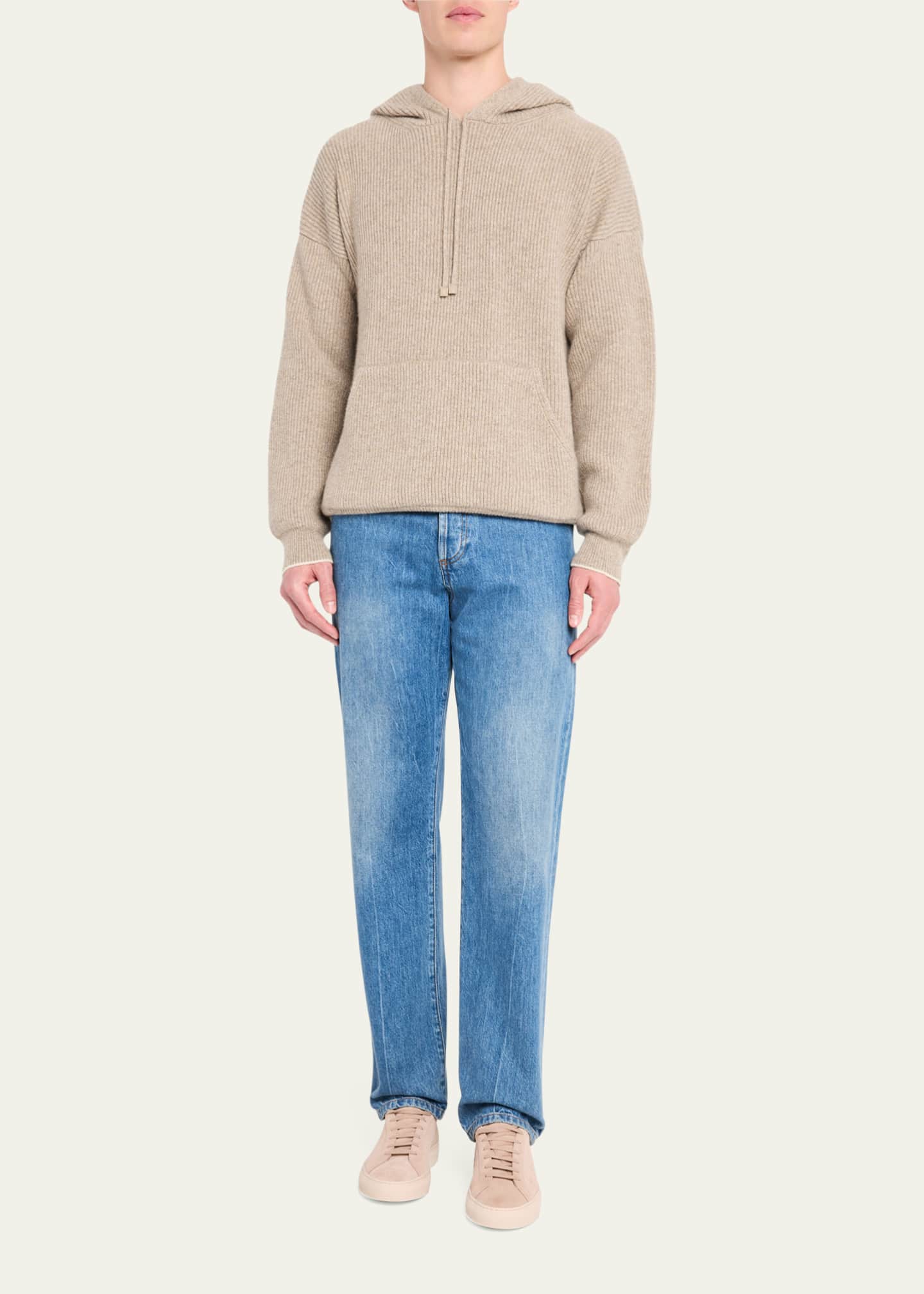 Bergdorf Goodman Men's Cashmere English Rib Hoodie Image 2 of 5