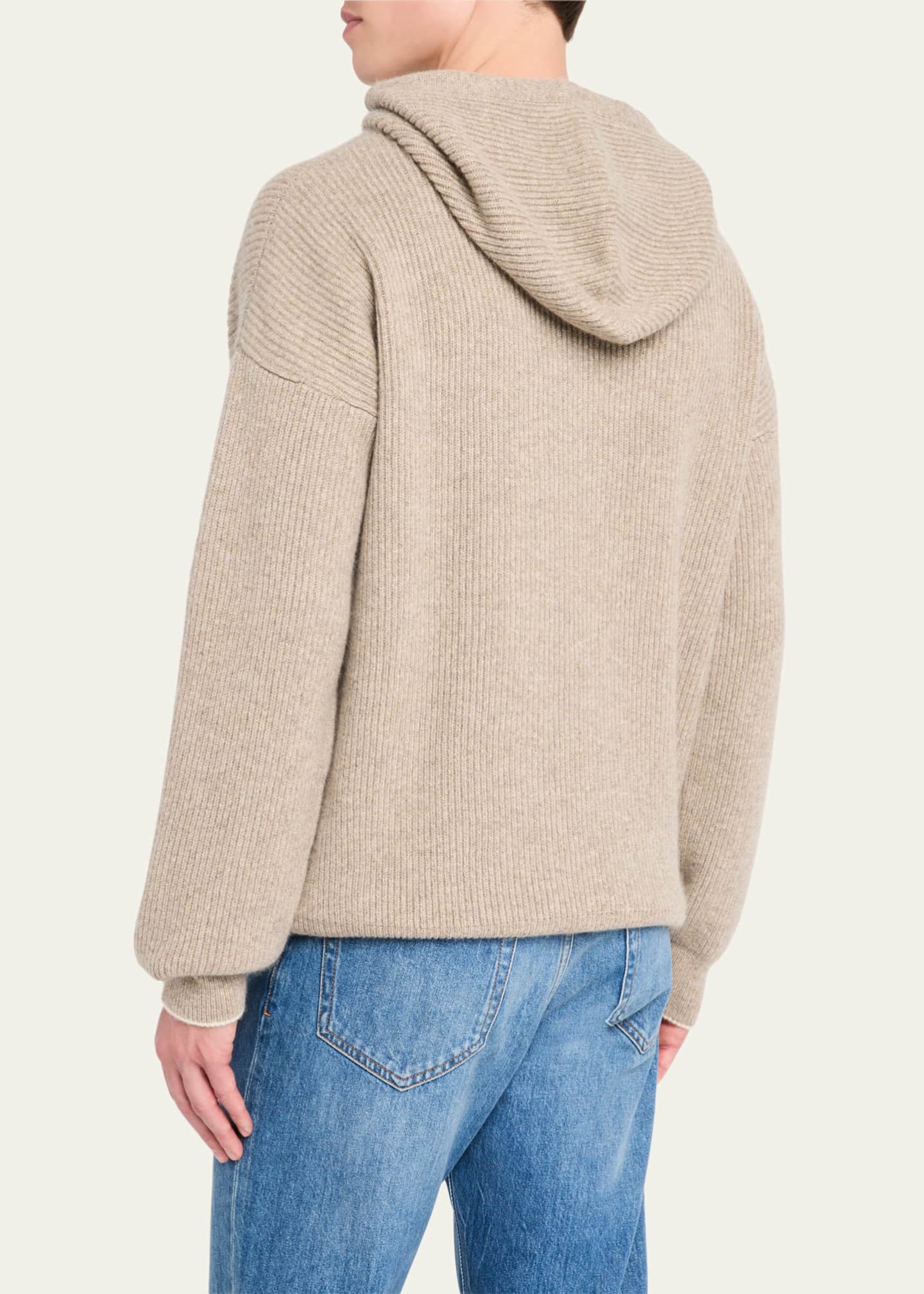 Bergdorf Goodman Men's Cashmere English Rib Hoodie Image 3 of 5