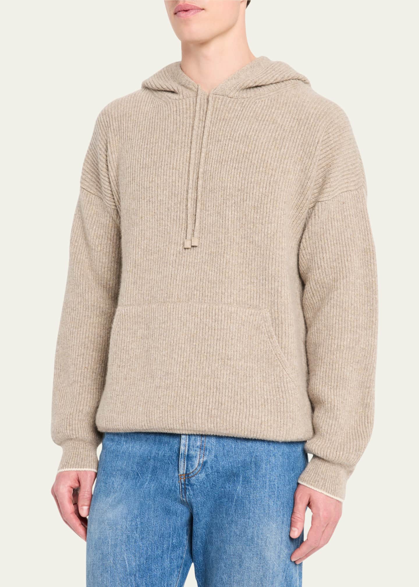 Bergdorf Goodman Men's Cashmere English Rib Hoodie Image 4 of 5