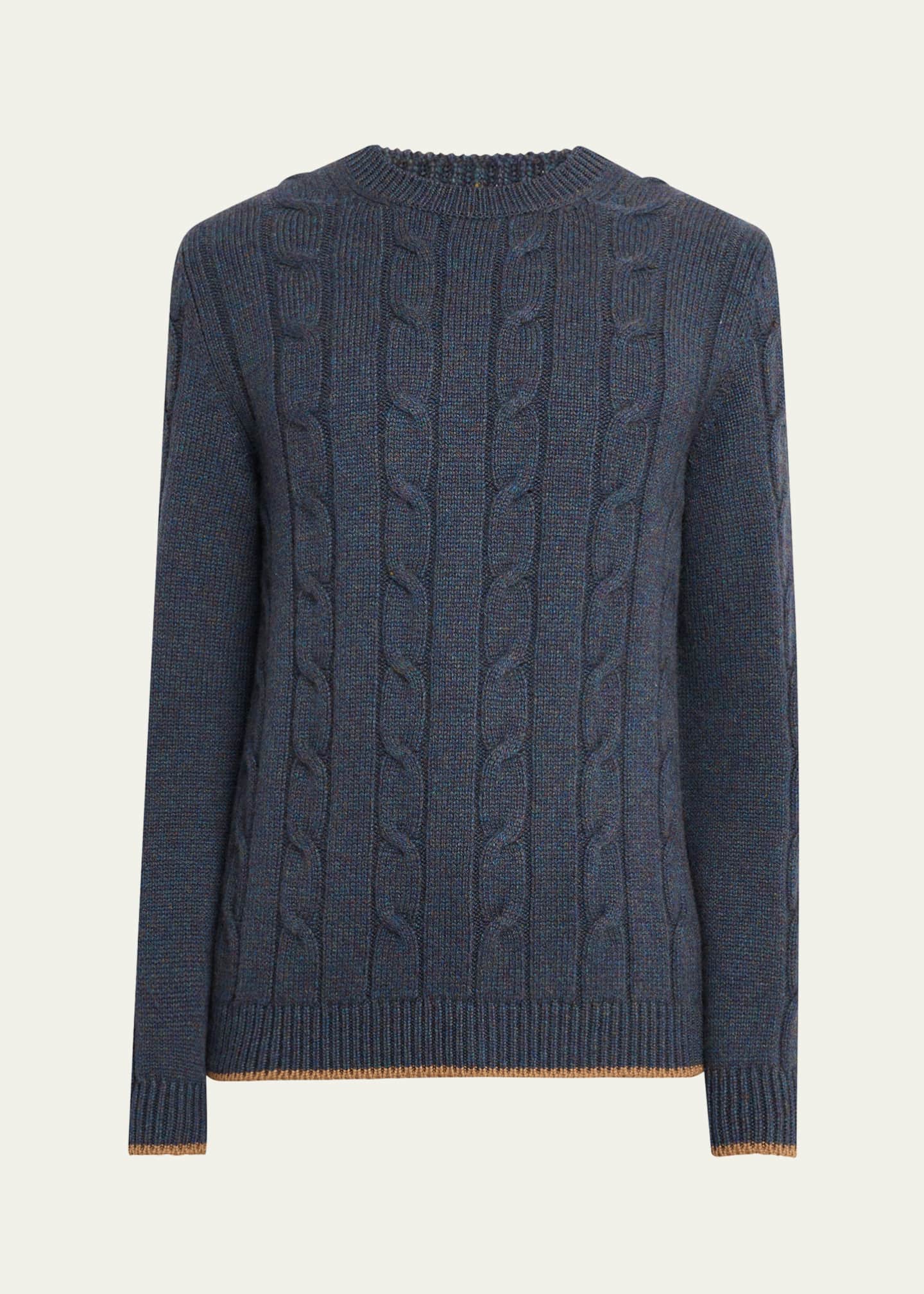 Bergdorf Goodman Men's Cashmere Cable Crewneck Sweater Image 1 of 5