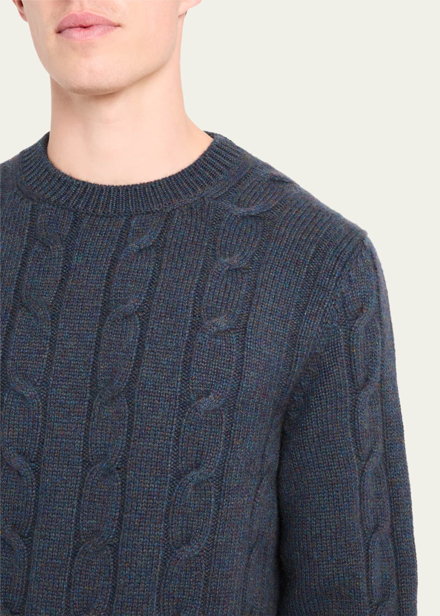 Bergdorf Goodman Men's Cashmere Cable Crewneck Sweater Image 5 of 5