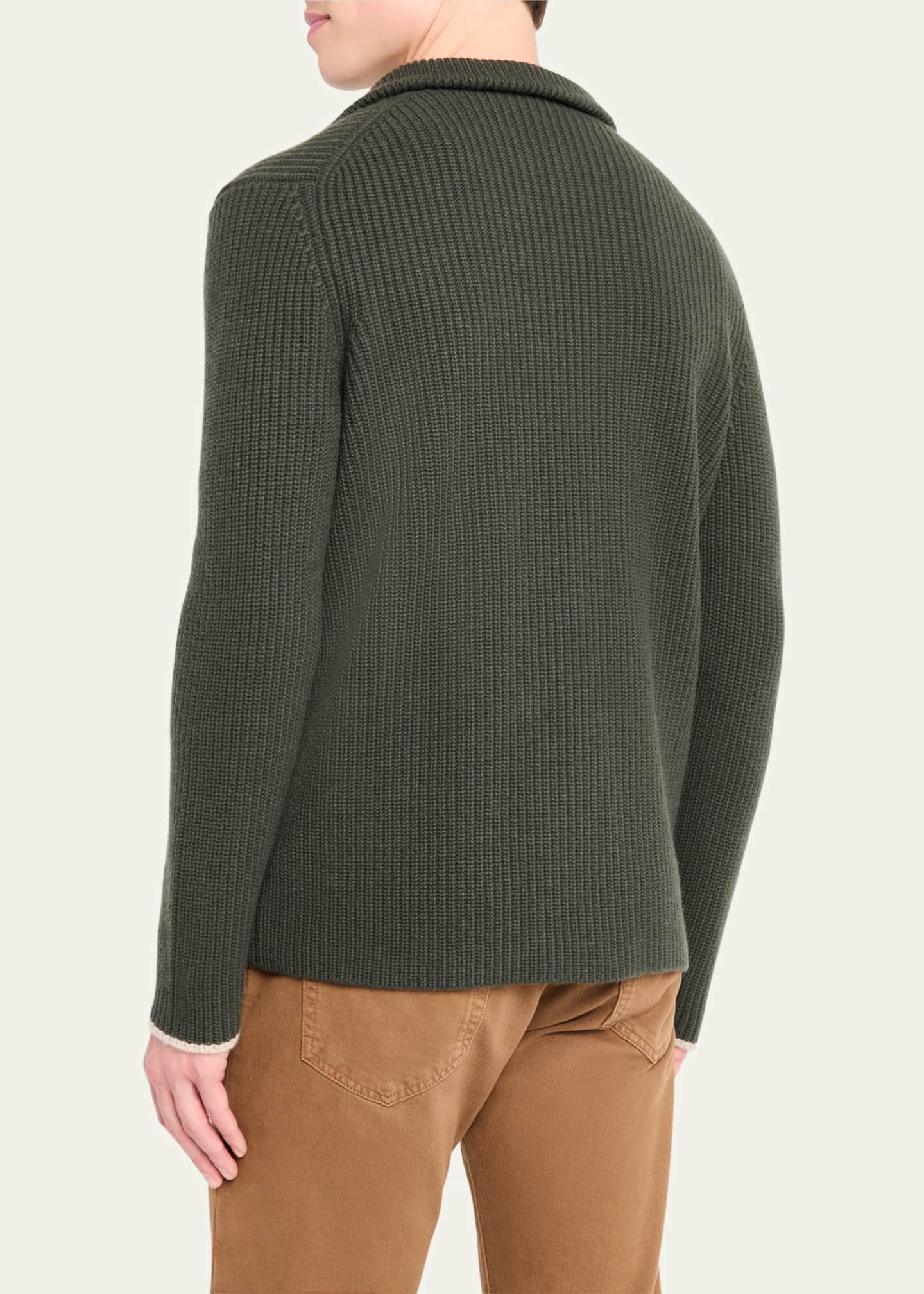 Bergdorf Goodman Men's Cashmere Rib Double-Breasted Jacket Image 3 of 5