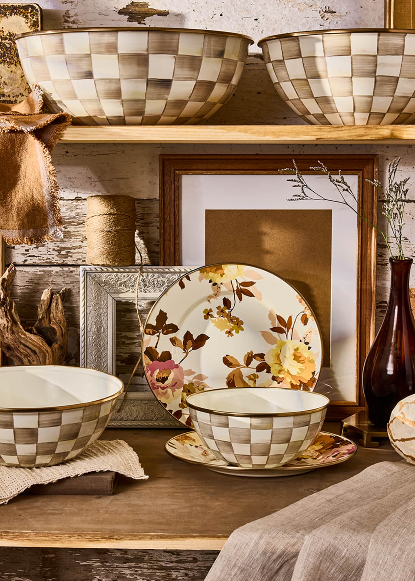MacKenzie-Childs Mocha Check Small Everyday Bowl - Bergdorf Goodman