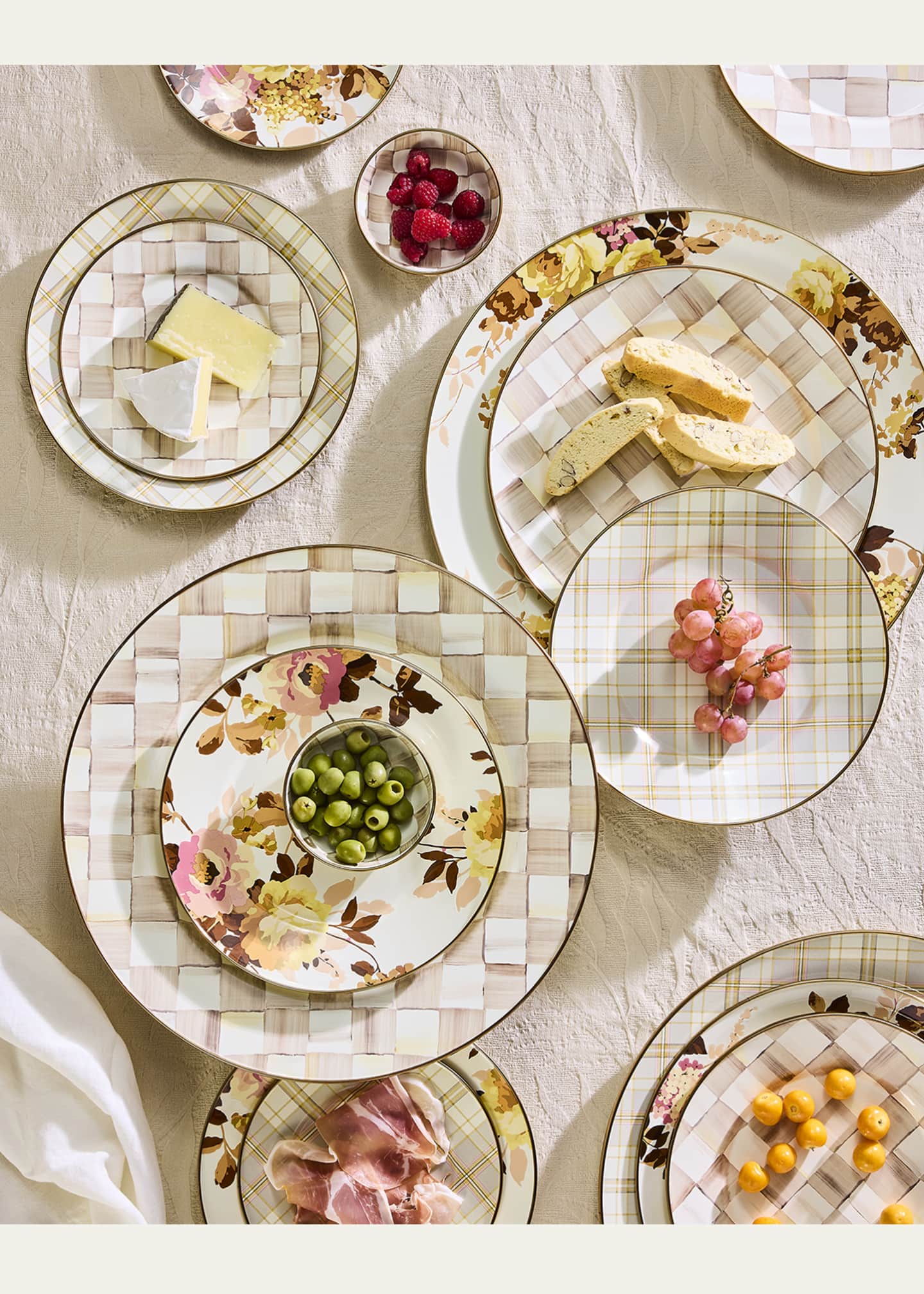 MacKenzie-Childs  Check クマ　お皿 MacKenzie-Childs Mocha Check Salad Plate - Bergdorf Goodman