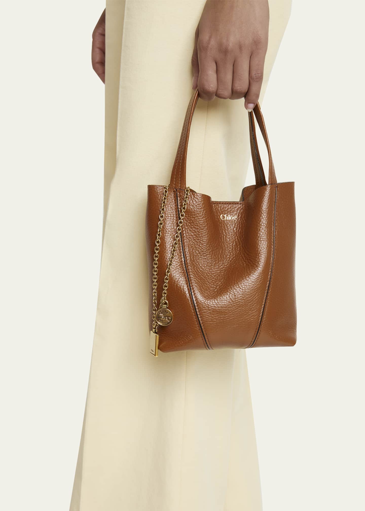 Chloe Spin Mini Tote Bag in Grained Calfskin Image 2 of 6