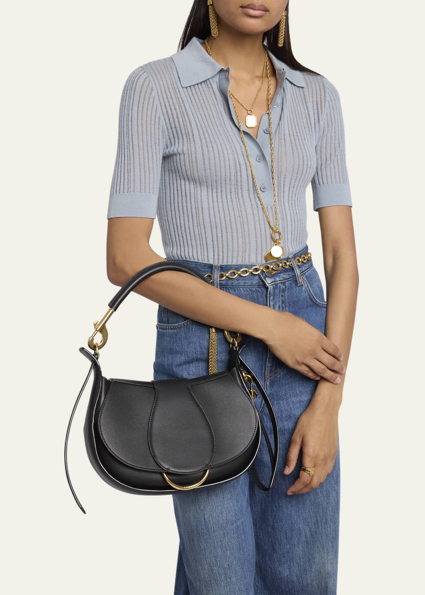 Chloe Ride Flap Shoulder Bag in Smooth Calfskin Image 2 of 6