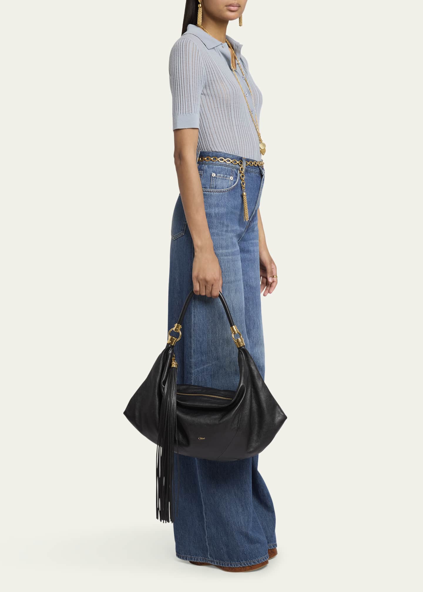 Chloe Foulard Tassel Shoulder Bag in Buffalo Leather Image 5 of 5