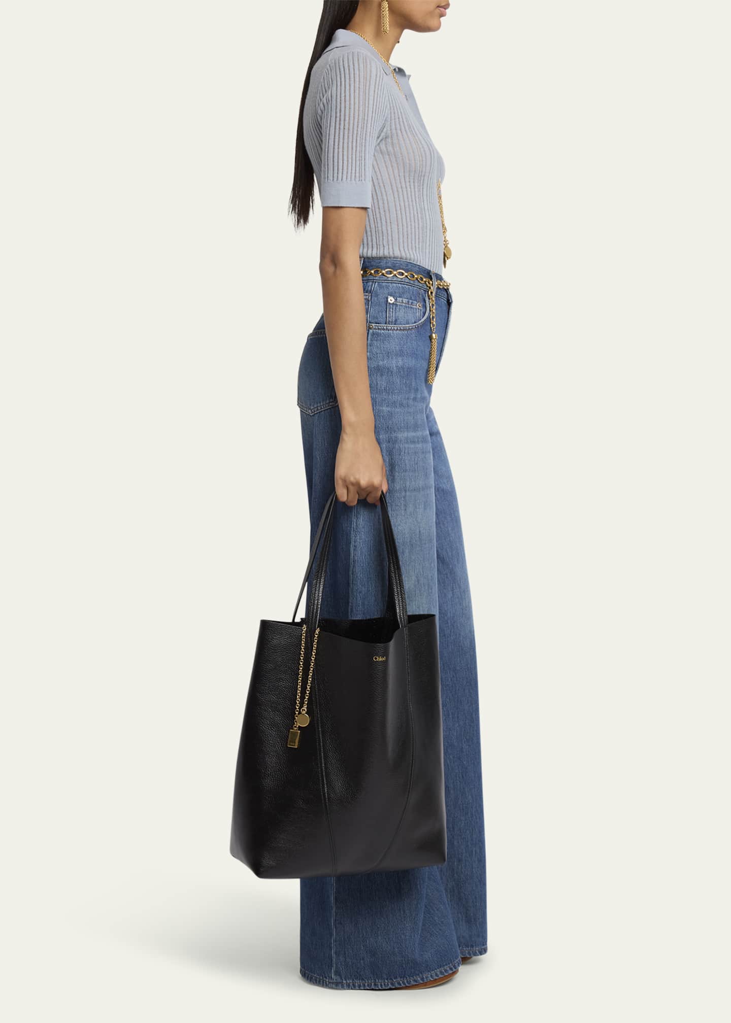 Chloe Spin North-South Tote Bag in Leather Image 5 of 6