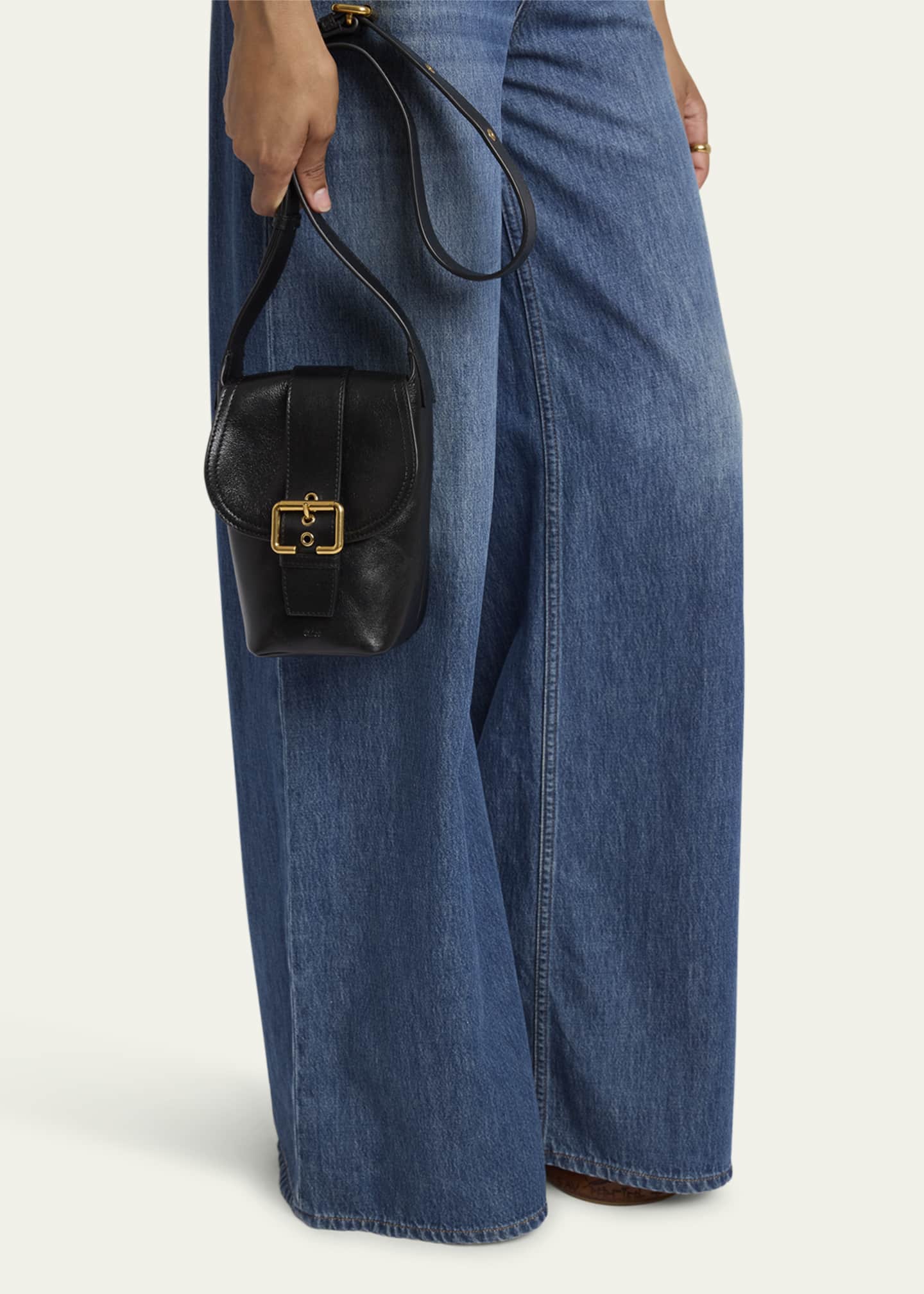 Chloe Camera Crossbody Bag in Natural Shiny Buffalo Leather Image 2 of 6