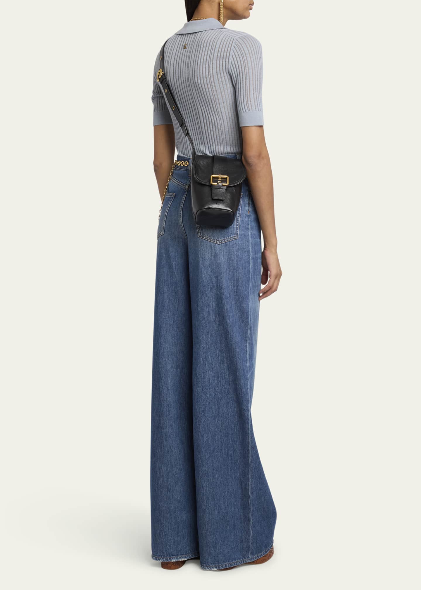Chloe Camera Crossbody Bag in Natural Shiny Buffalo Leather Image 5 of 6