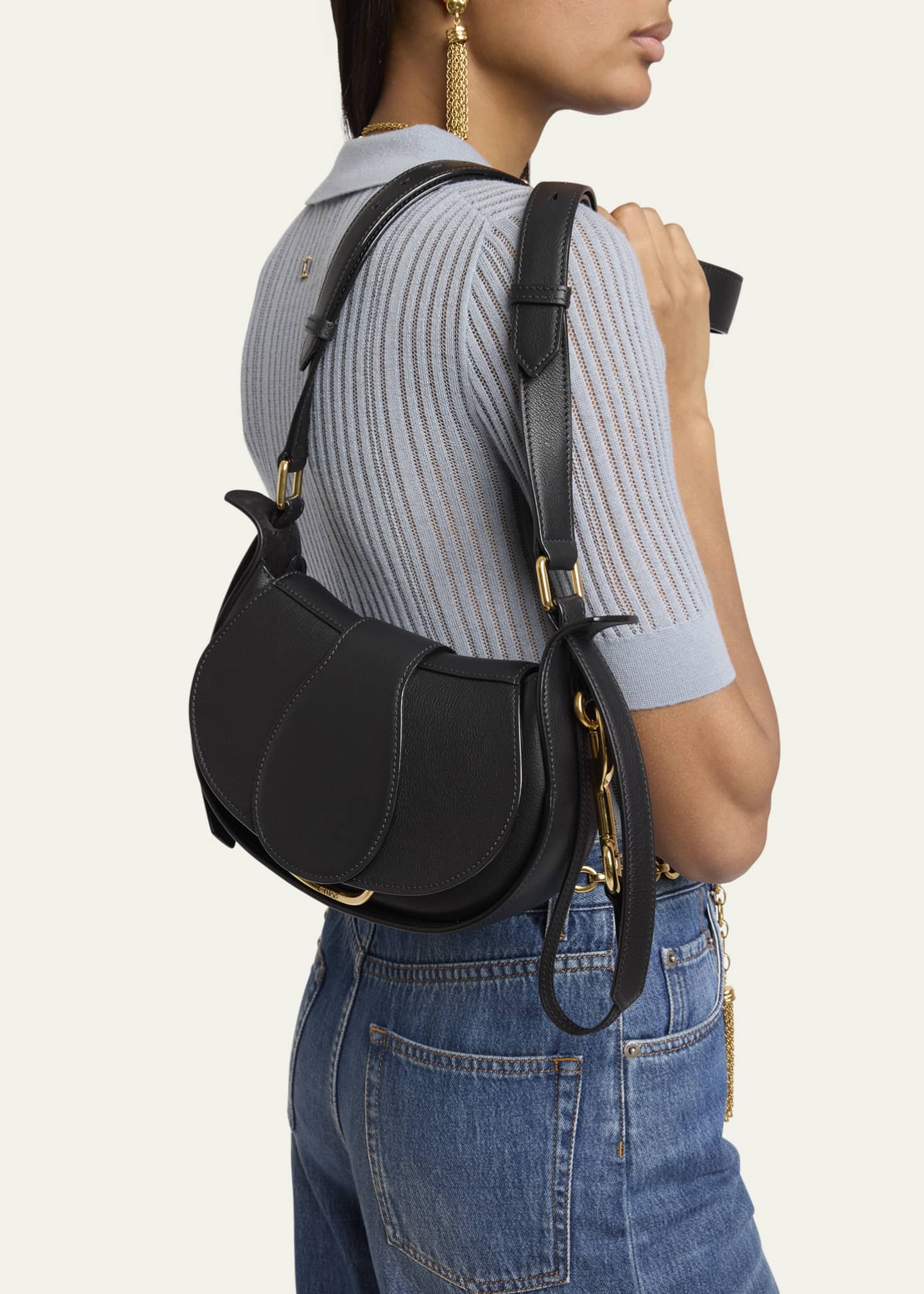 Chloe Ride Small Flap Crossbody Bag in Calfskin Image 2 of 6