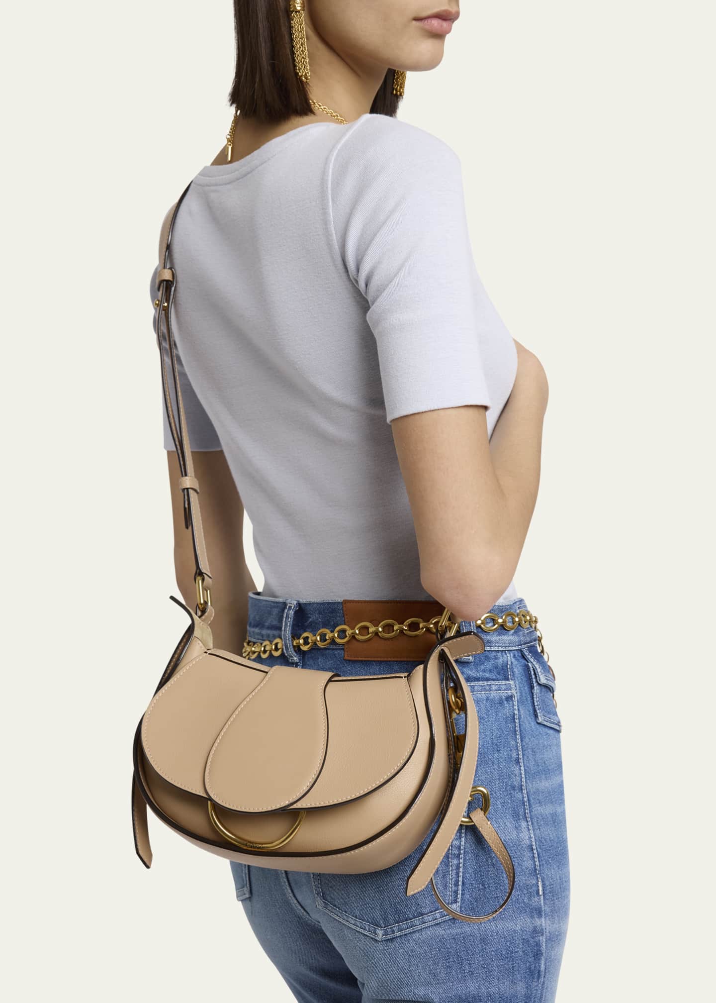 Chloe Ride Small Flap Crossbody Bag in Calfskin Image 2 of 6