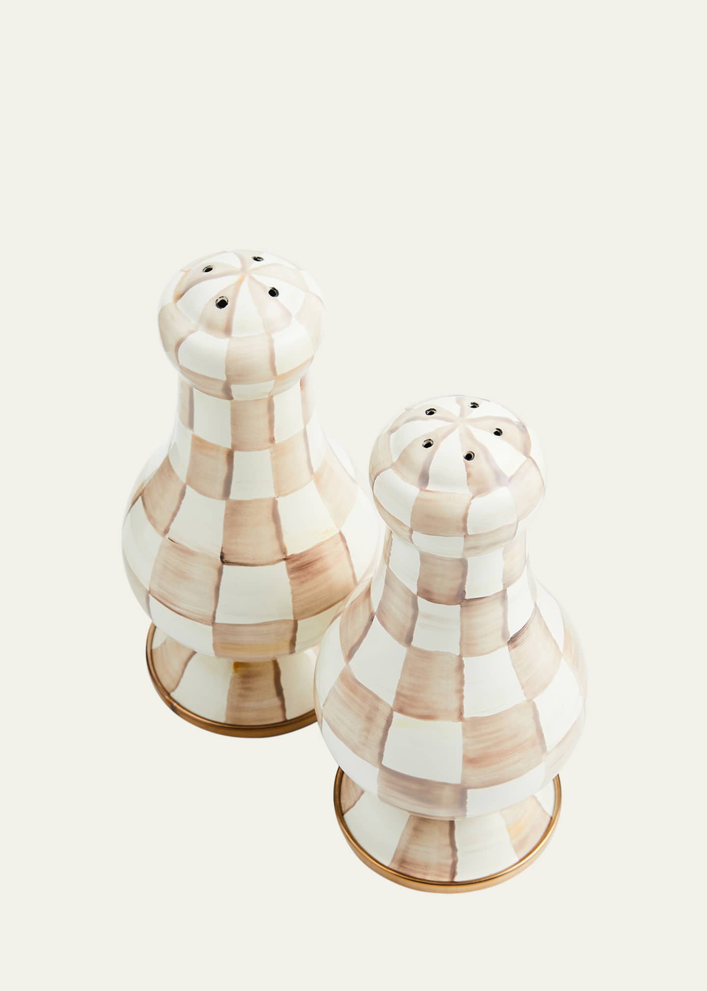 MacKenzie-Childs Mocha Check Large Salt & Pepper Shakers Image 3 of 3