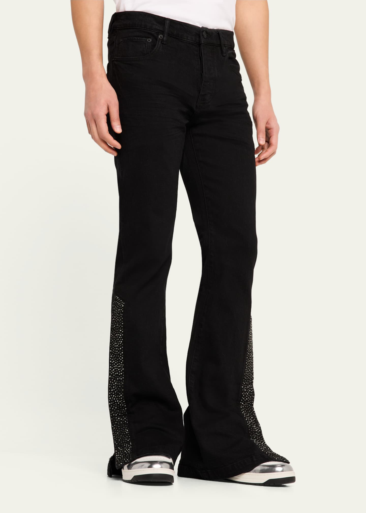 PURPLE Men's Crystal Side-Snap Flare Jeans Image 4 of 5