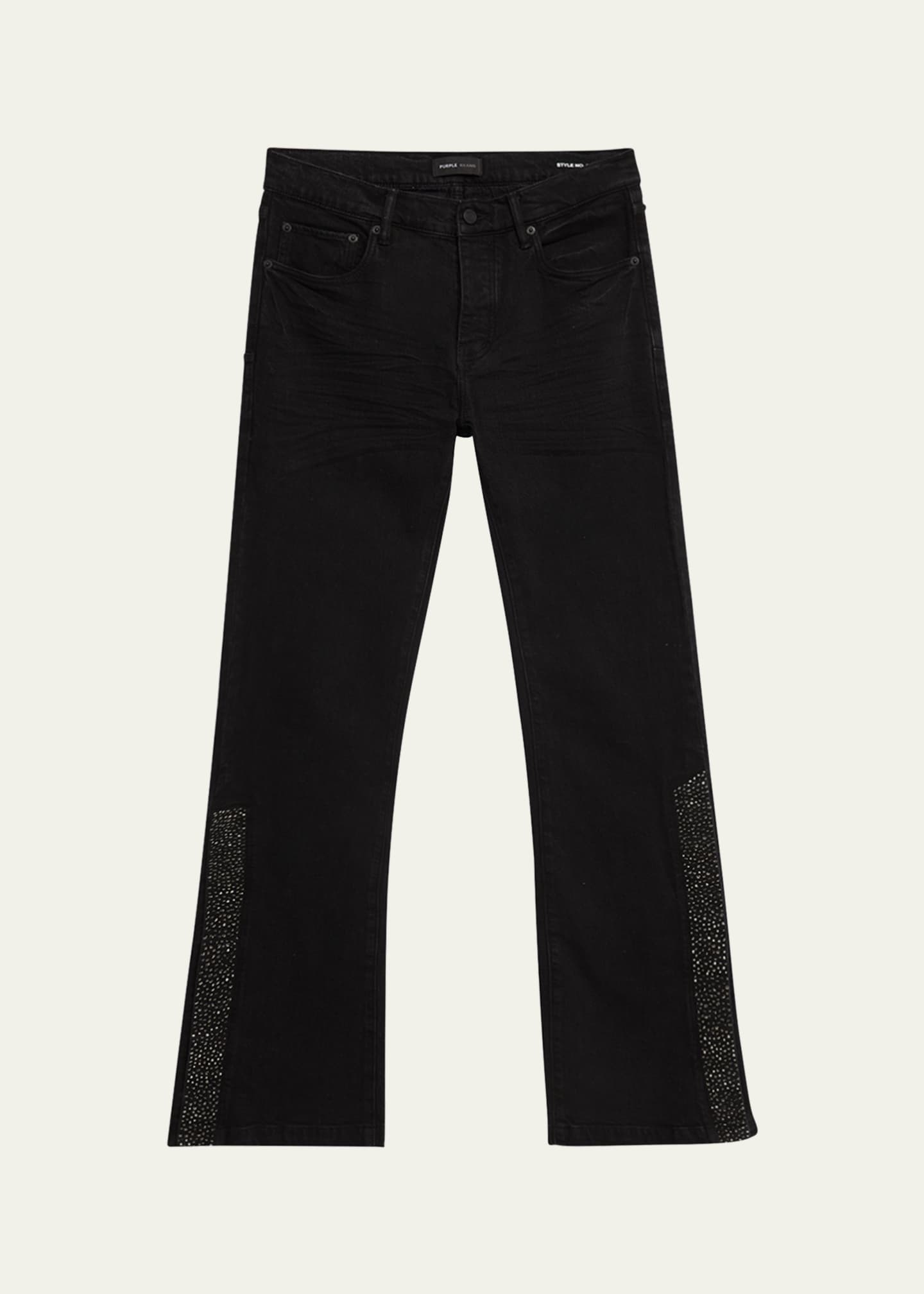 PURPLE Men's Crystal Side-Snap Flare Jeans Image 1 of 5