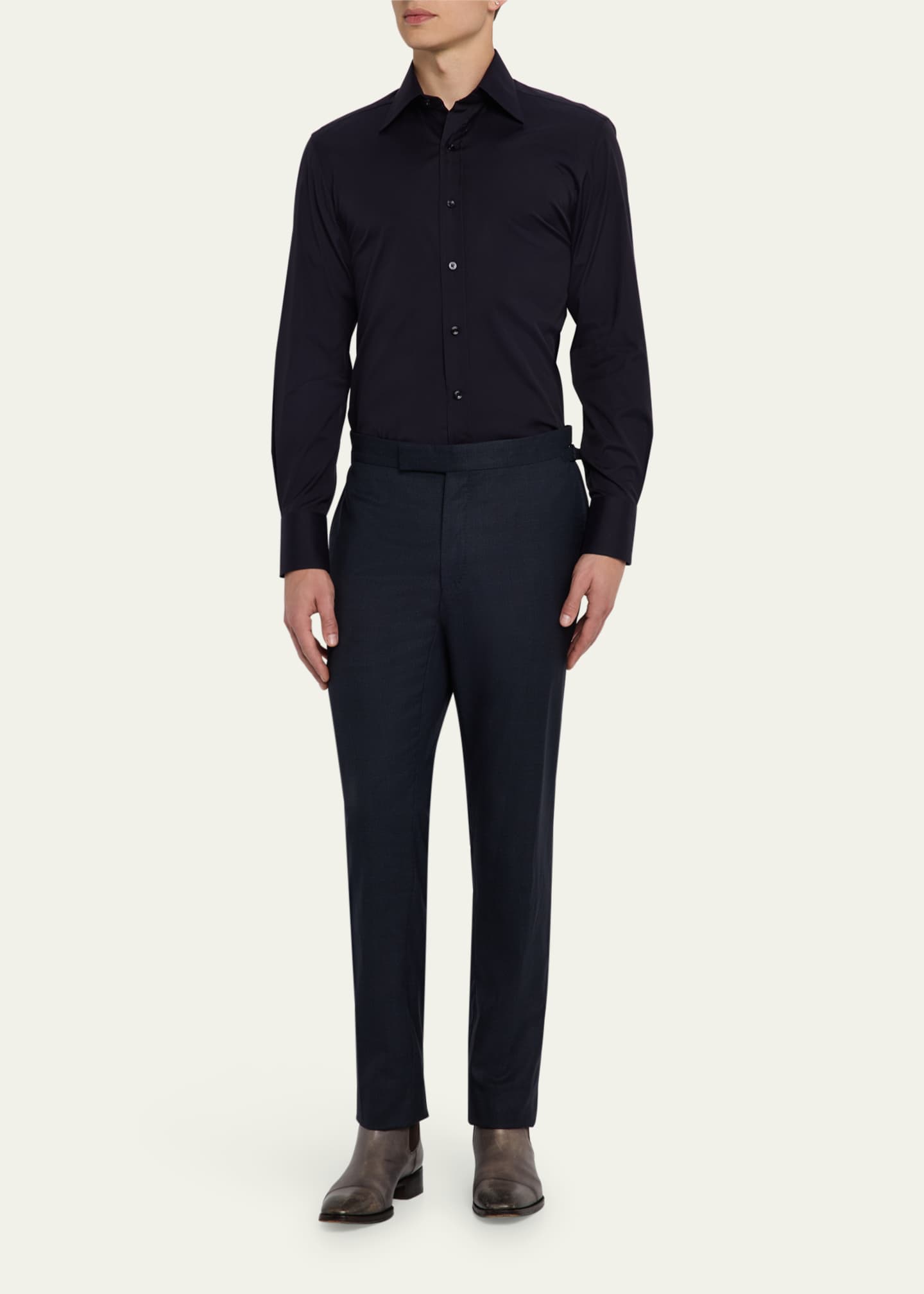 TOM FORD Men's Poplin Point-Collar Dress Shirt Image 2 of 5